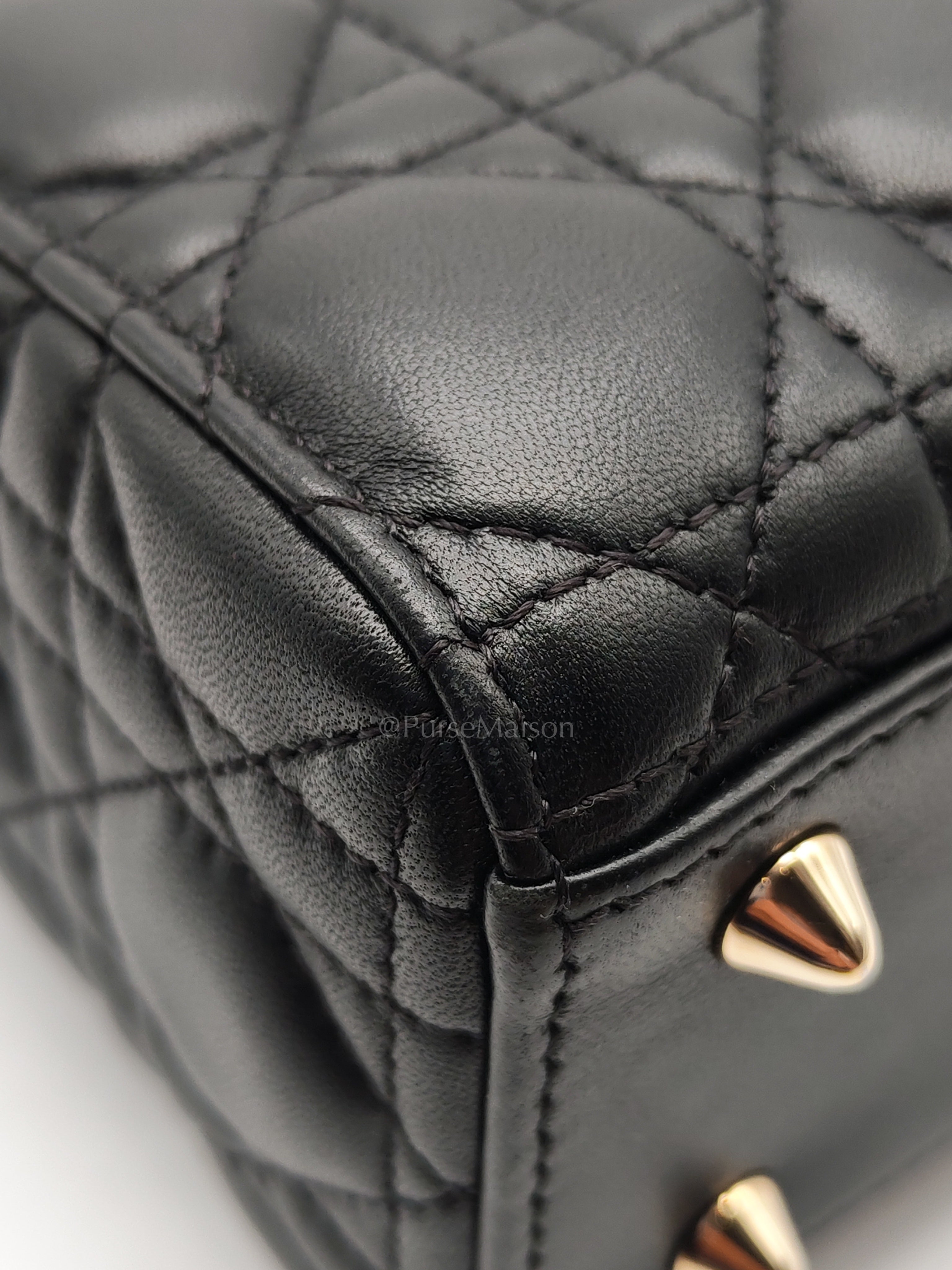 Lady Dior My ABCDior Small in Black Quilted Cannage Lambskin Leather & Light Gold Hardware | Purse Maison Luxury Bags Shop