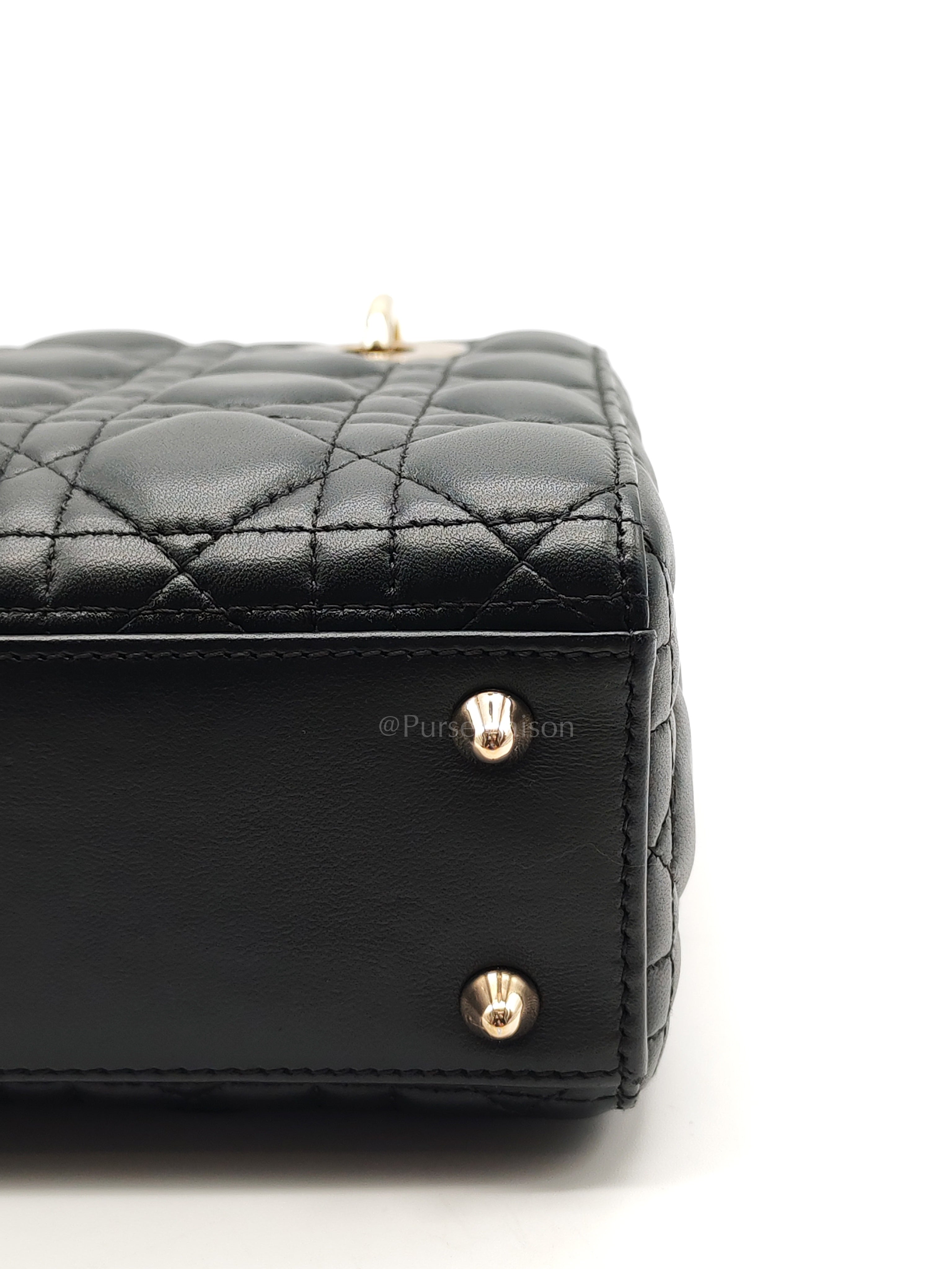 Lady Dior My ABCDior Small in Black Quilted Cannage Lambskin Leather & Light Gold Hardware | Purse Maison Luxury Bags Shop