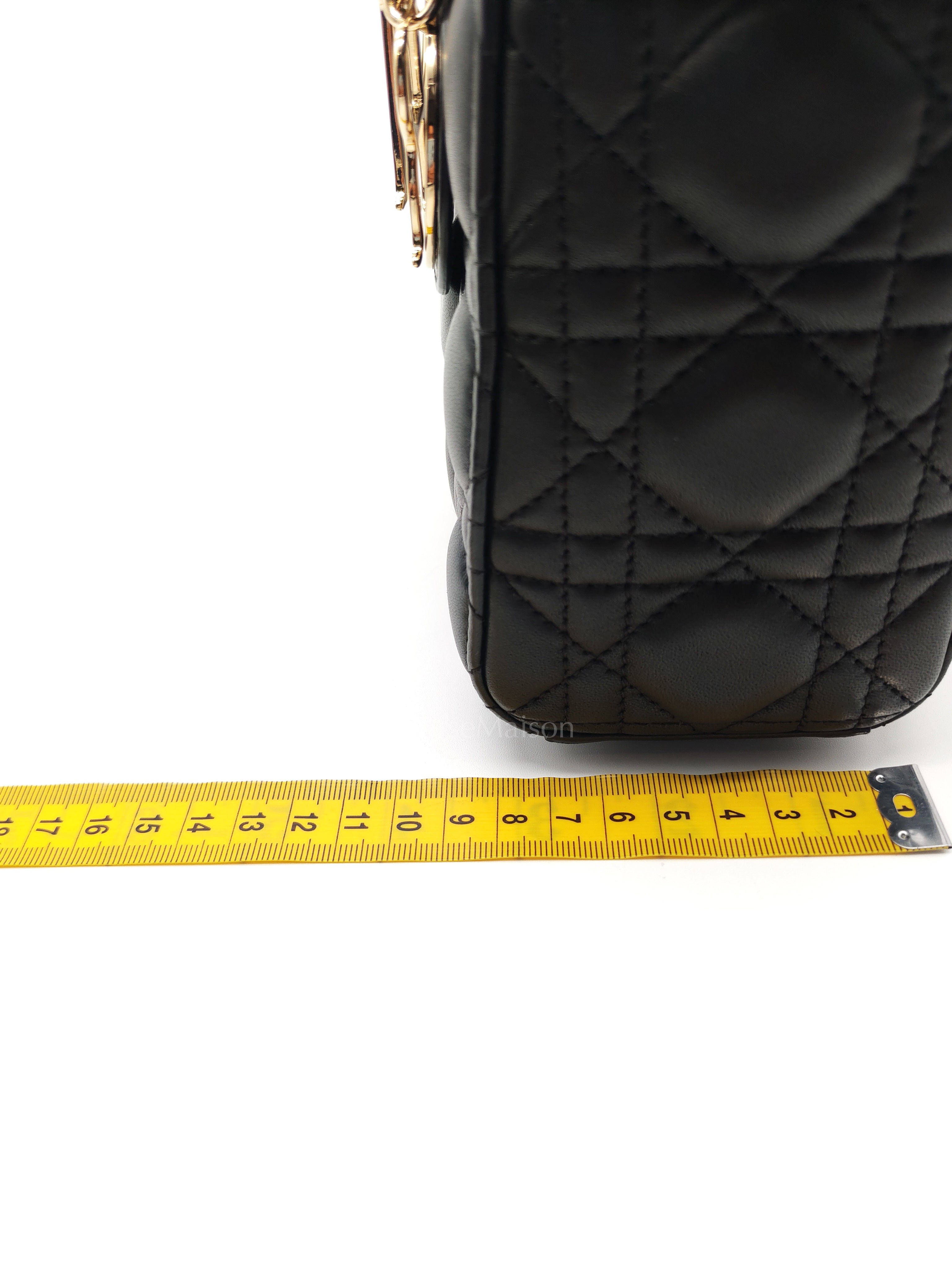 Lady Dior My ABCDior Small in Black Quilted Cannage Lambskin Leather & Light Gold Hardware | Purse Maison Luxury Bags Shop