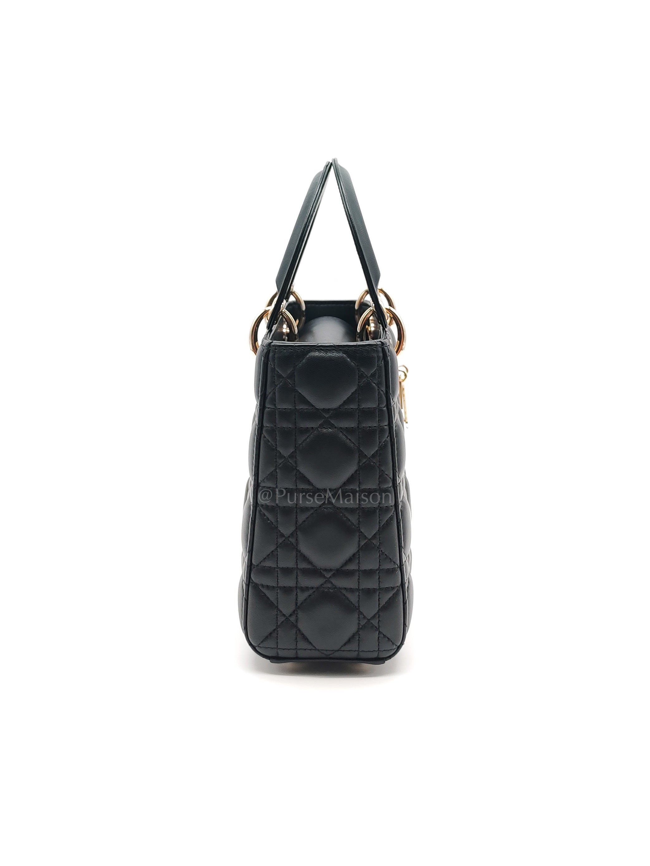 Lady Dior My ABCDior Small in Black Quilted Cannage Lambskin Leather & Light Gold Hardware | Purse Maison Luxury Bags Shop