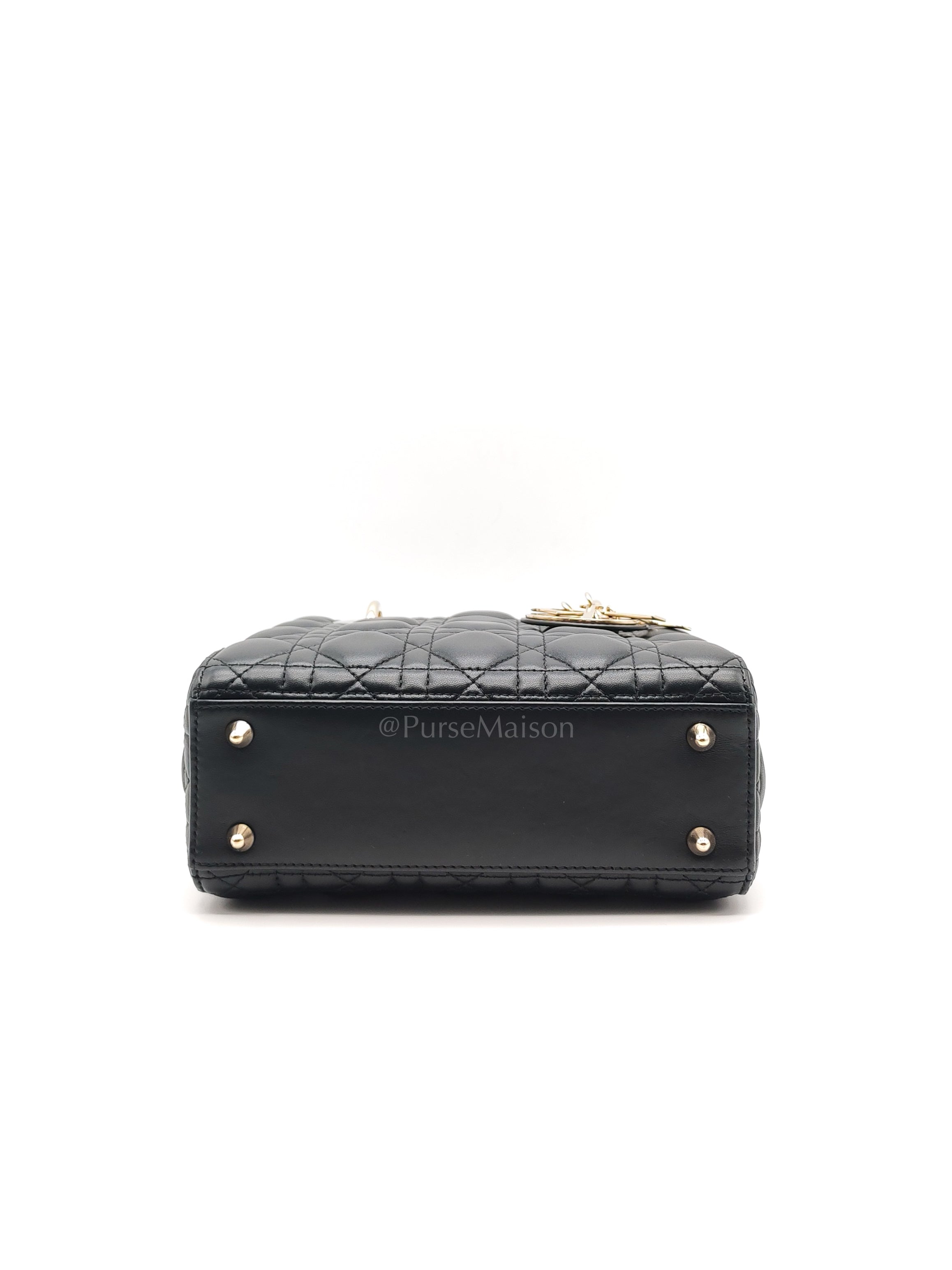 Lady Dior My ABCDior Small in Black Quilted Cannage Lambskin Leather & Light Gold Hardware | Purse Maison Luxury Bags Shop