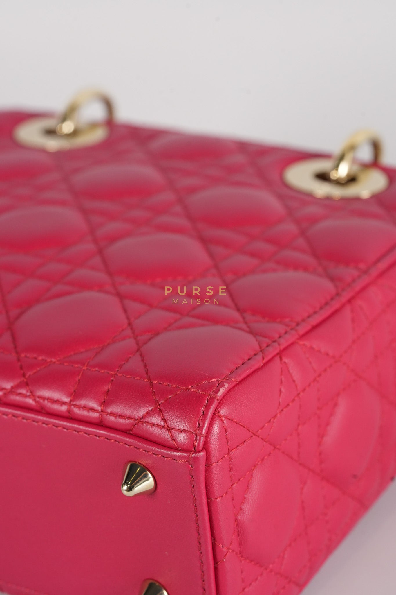 Lady Dior Myabcdior Small Cherry Pink in Lambskin Leather and Light Gold Hardware | Purse Maison Luxury Bags Shop