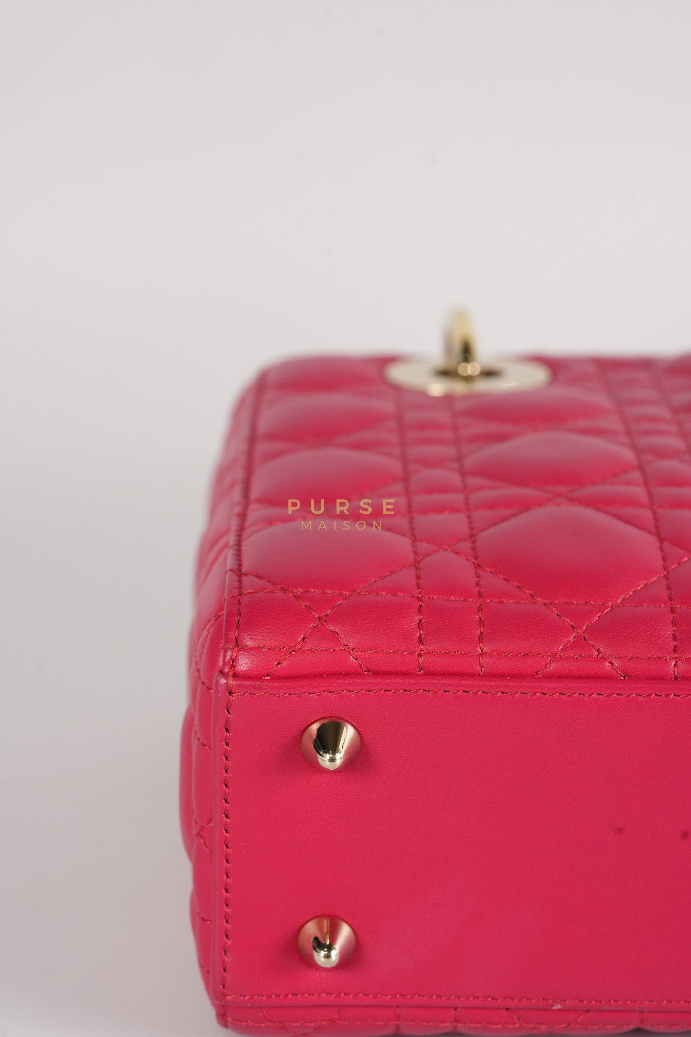 Lady Dior Myabcdior Small Cherry Pink in Lambskin Leather and Light Gold Hardware | Purse Maison Luxury Bags Shop