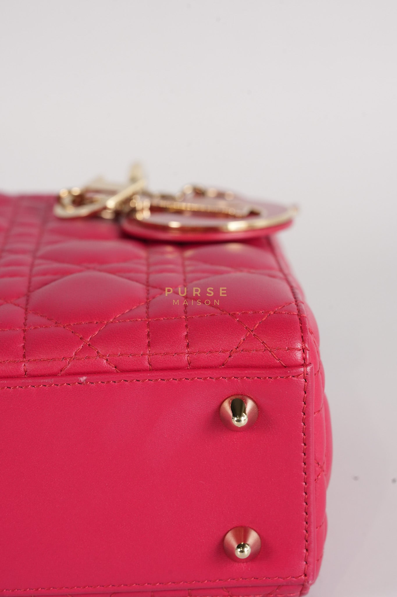 Lady Dior Myabcdior Small Cherry Pink in Lambskin Leather and Light Gold Hardware | Purse Maison Luxury Bags Shop
