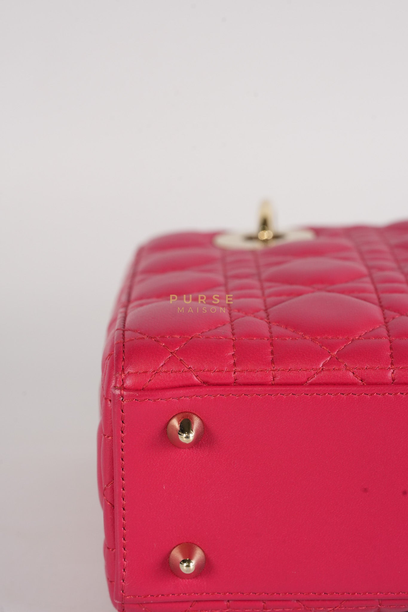 Lady Dior Myabcdior Small Cherry Pink in Lambskin Leather and Light Gold Hardware | Purse Maison Luxury Bags Shop