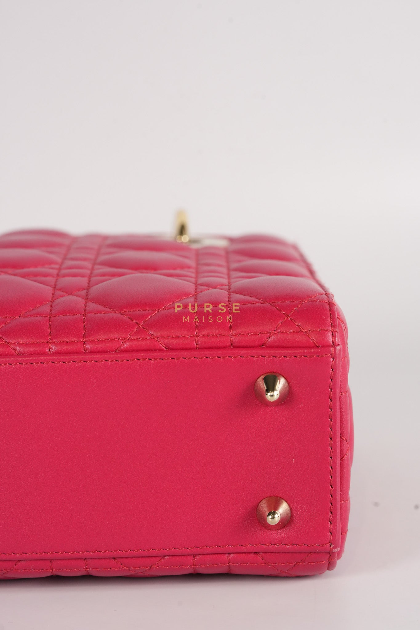 Lady Dior Myabcdior Small Cherry Pink in Lambskin Leather and Light Gold Hardware | Purse Maison Luxury Bags Shop