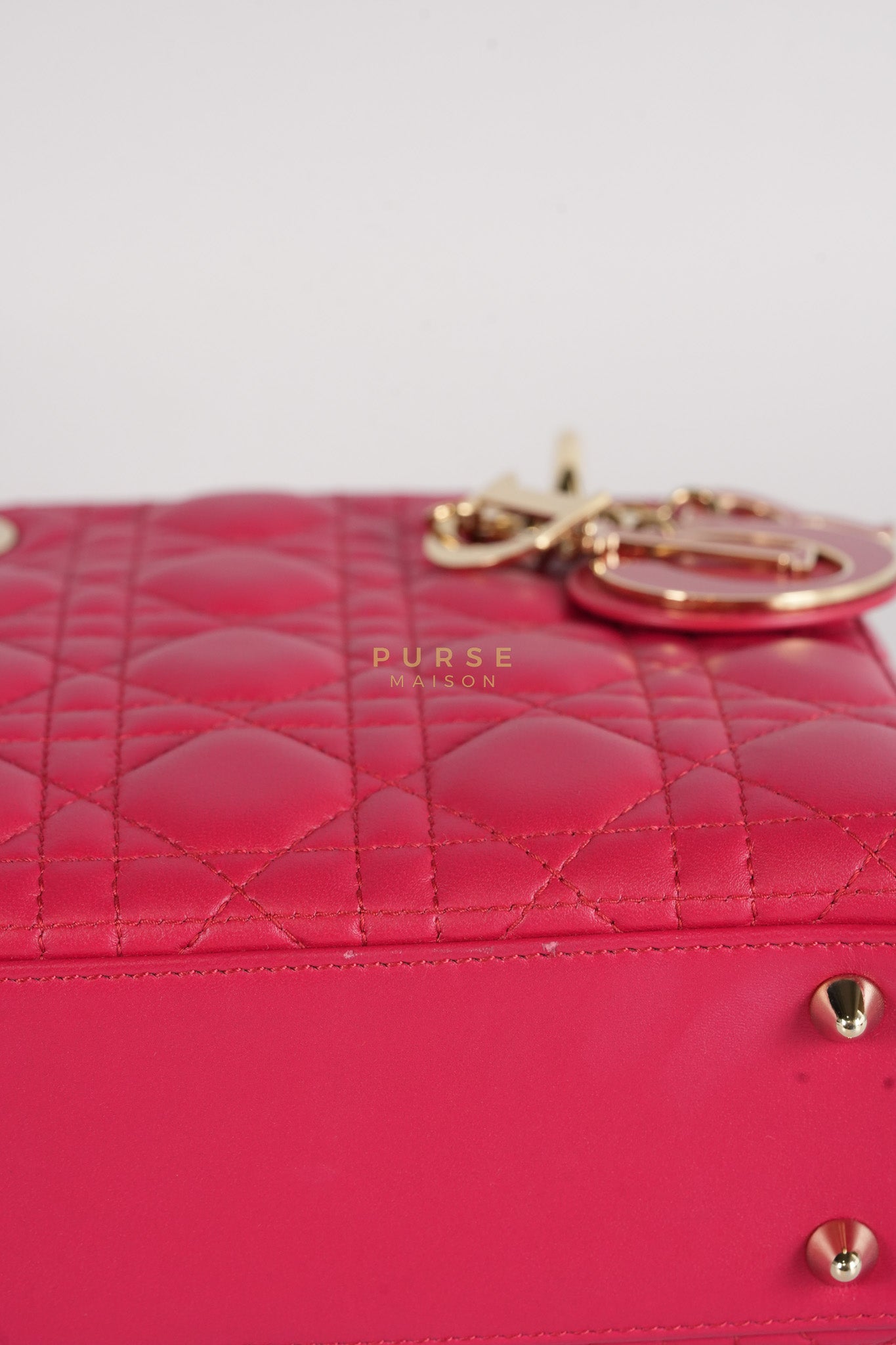 Lady Dior Myabcdior Small Cherry Pink in Lambskin Leather and Light Gold Hardware | Purse Maison Luxury Bags Shop