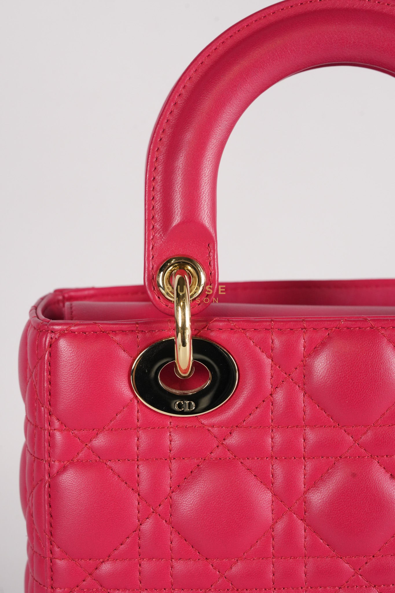 Lady Dior Myabcdior Small Cherry Pink in Lambskin Leather and Light Gold Hardware | Purse Maison Luxury Bags Shop