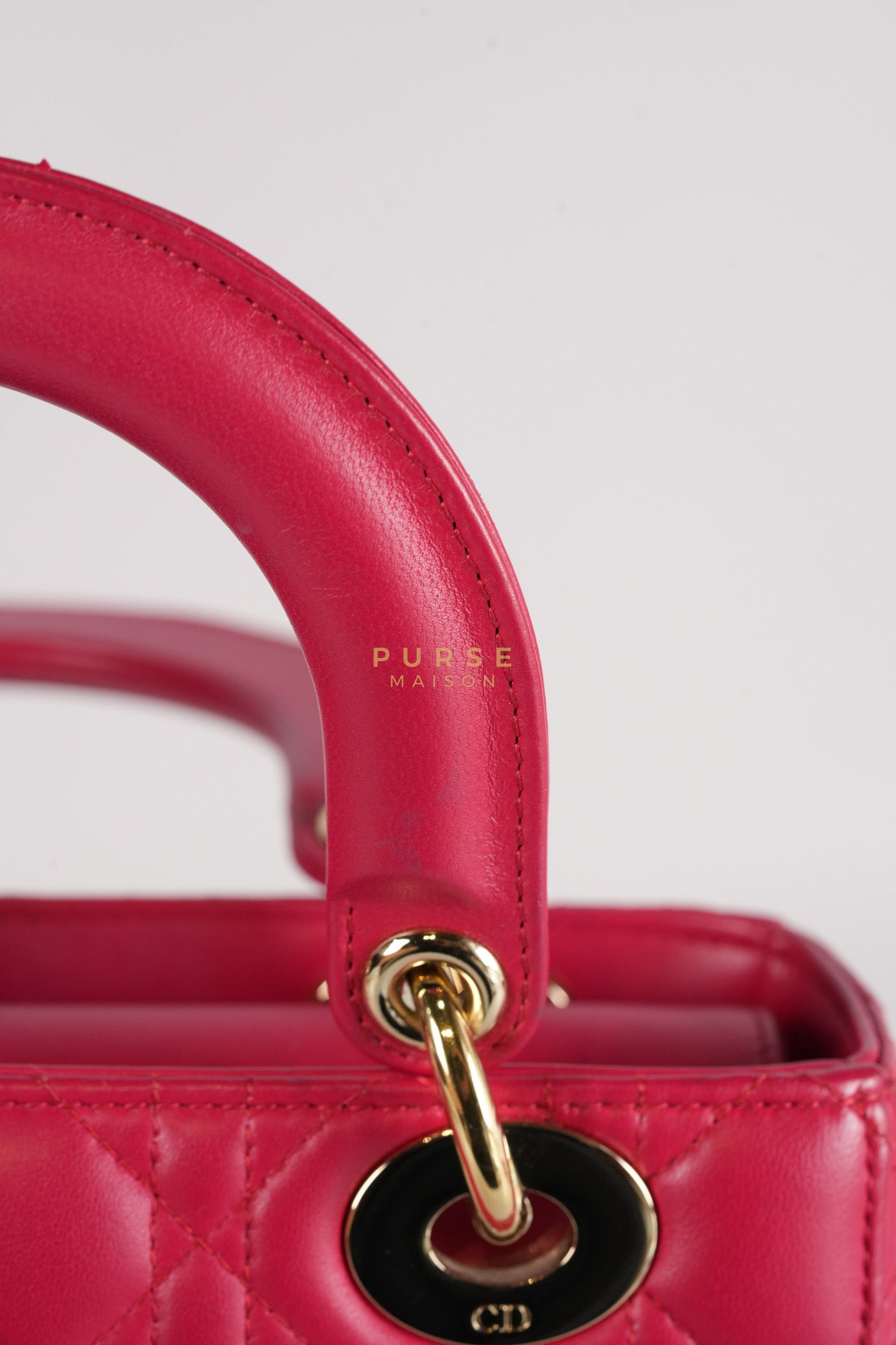 Lady Dior Myabcdior Small Cherry Pink in Lambskin Leather and Light Gold Hardware | Purse Maison Luxury Bags Shop