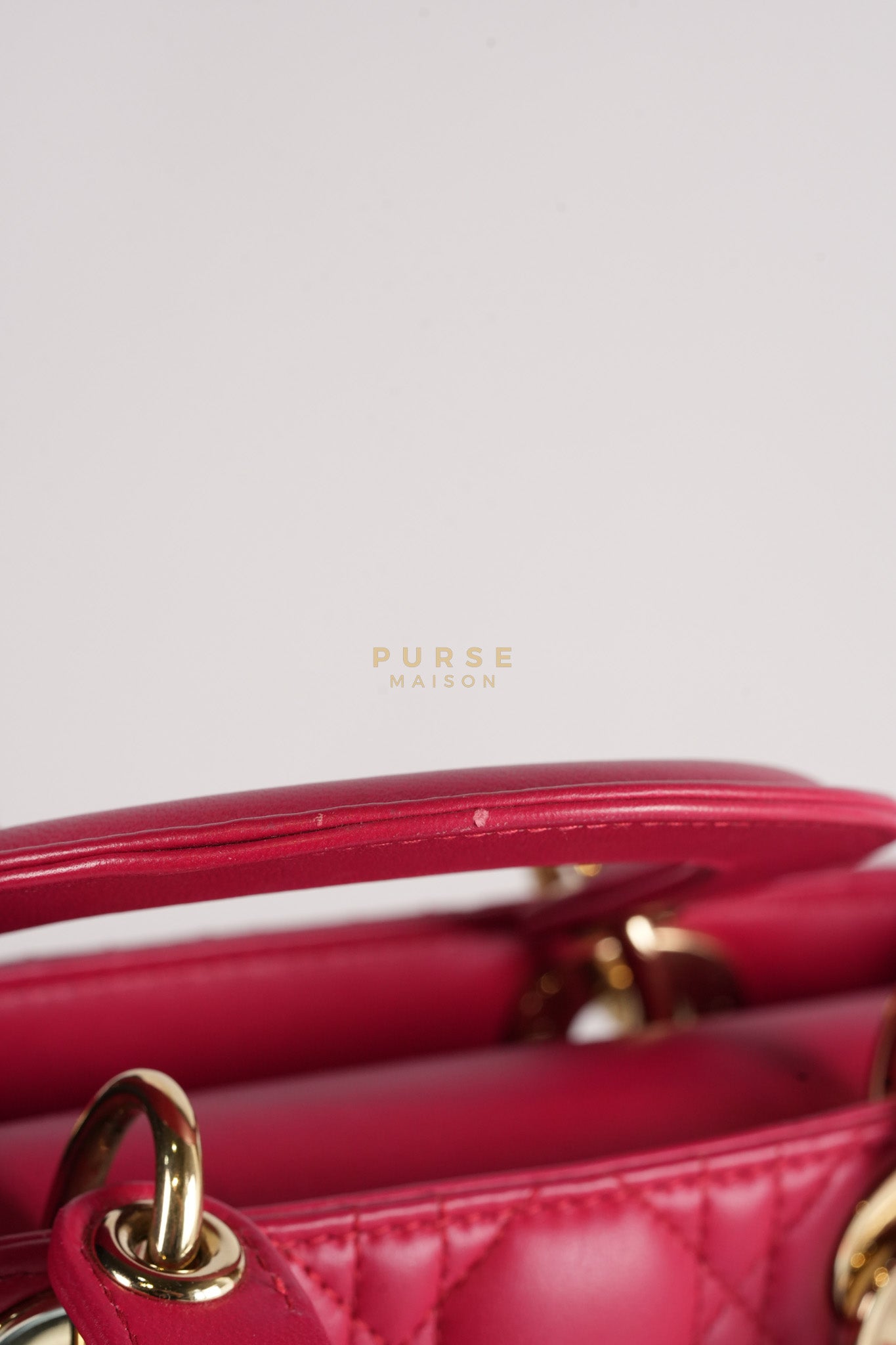 Lady Dior Myabcdior Small Cherry Pink in Lambskin Leather and Light Gold Hardware | Purse Maison Luxury Bags Shop