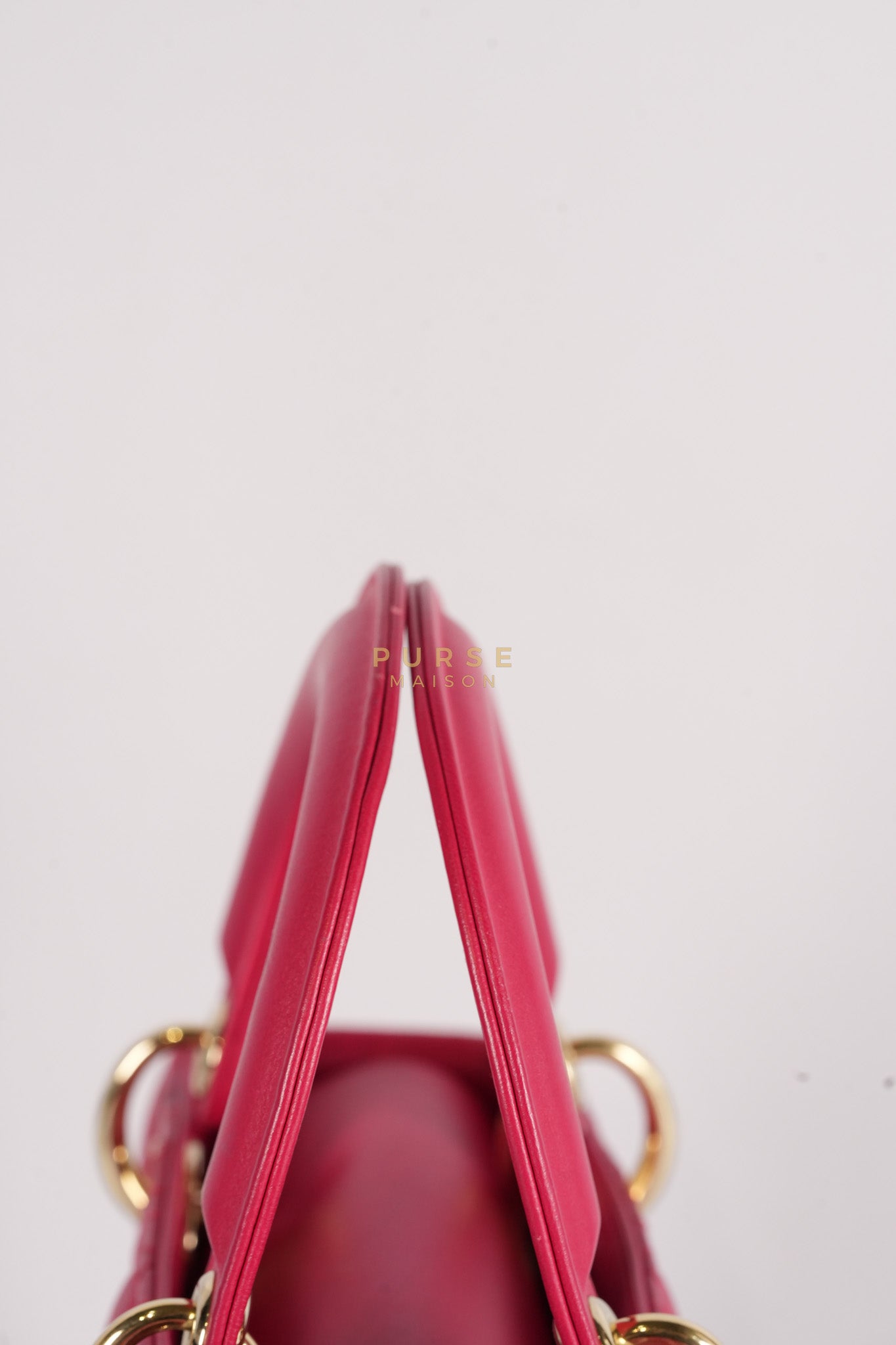 Lady Dior Myabcdior Small Cherry Pink in Lambskin Leather and Light Gold Hardware | Purse Maison Luxury Bags Shop