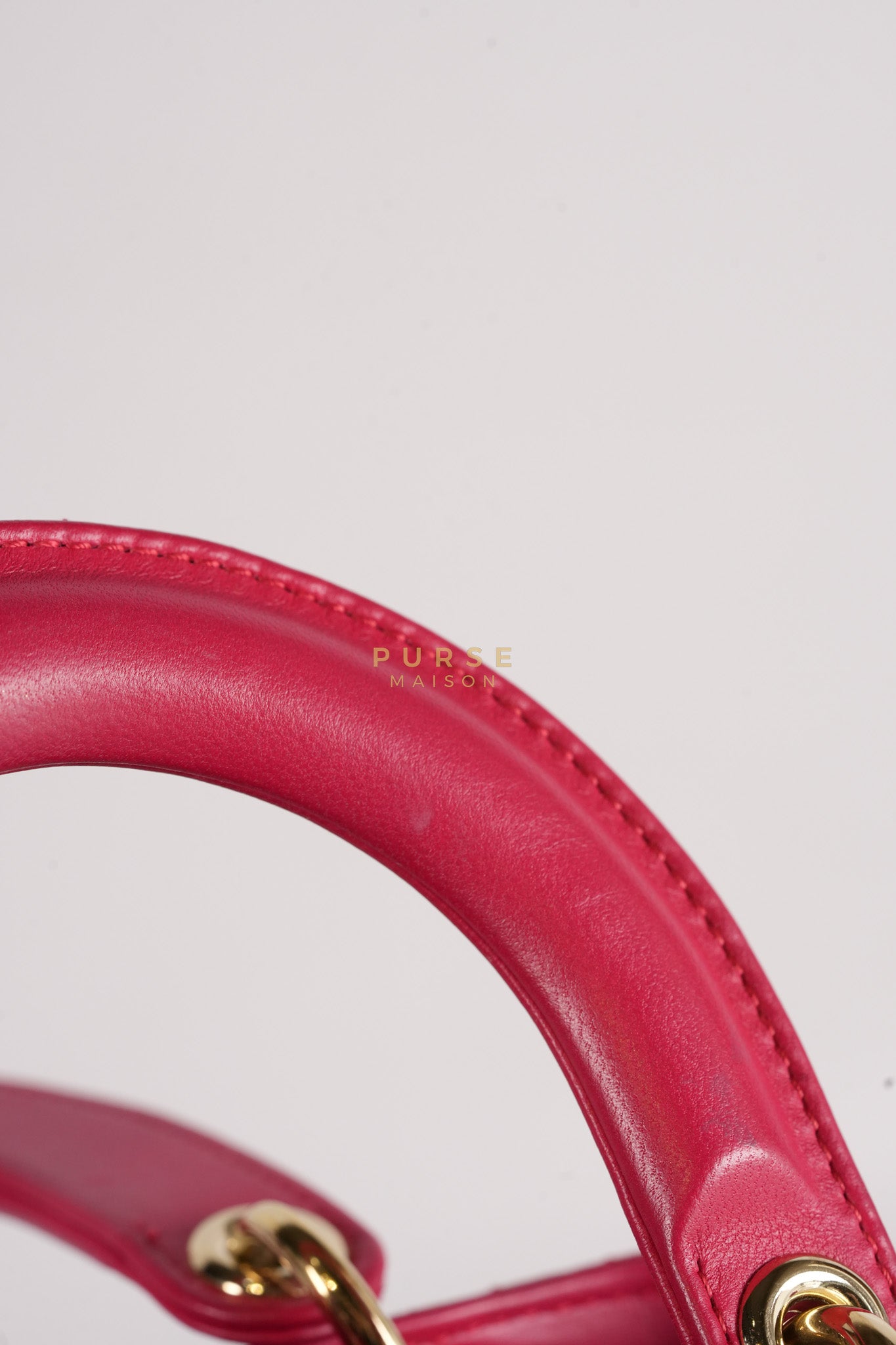 Lady Dior Myabcdior Small Cherry Pink in Lambskin Leather and Light Gold Hardware | Purse Maison Luxury Bags Shop