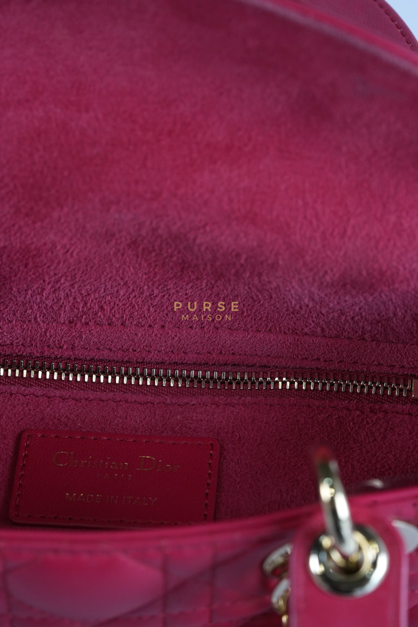 Lady Dior Myabcdior Small Cherry Pink in Lambskin Leather and Light Gold Hardware | Purse Maison Luxury Bags Shop