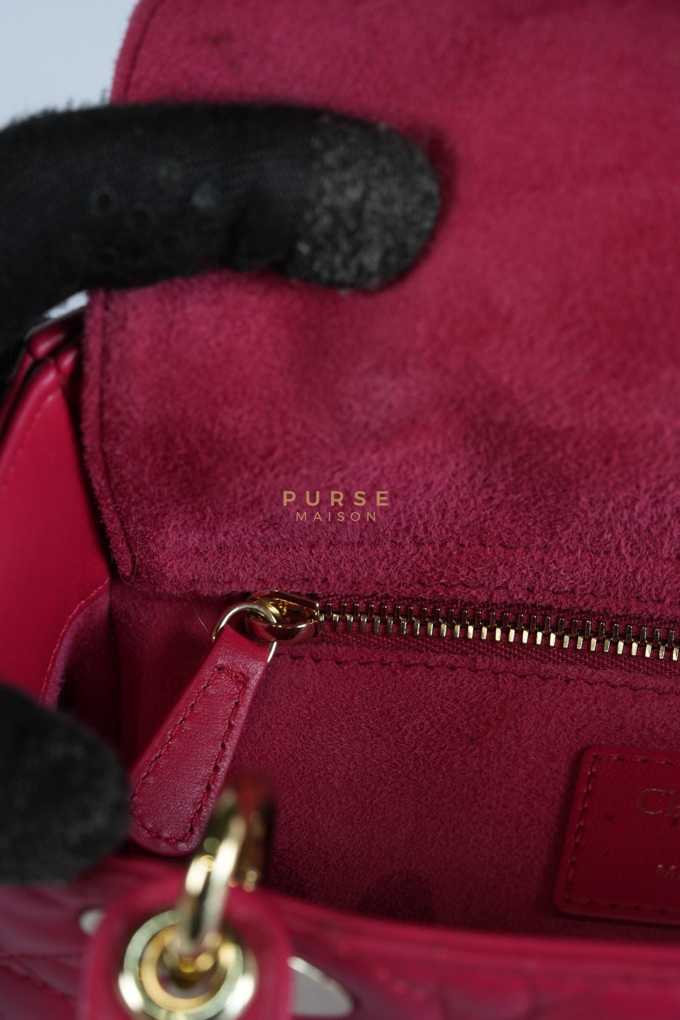 Lady Dior Myabcdior Small Cherry Pink in Lambskin Leather and Light Gold Hardware | Purse Maison Luxury Bags Shop