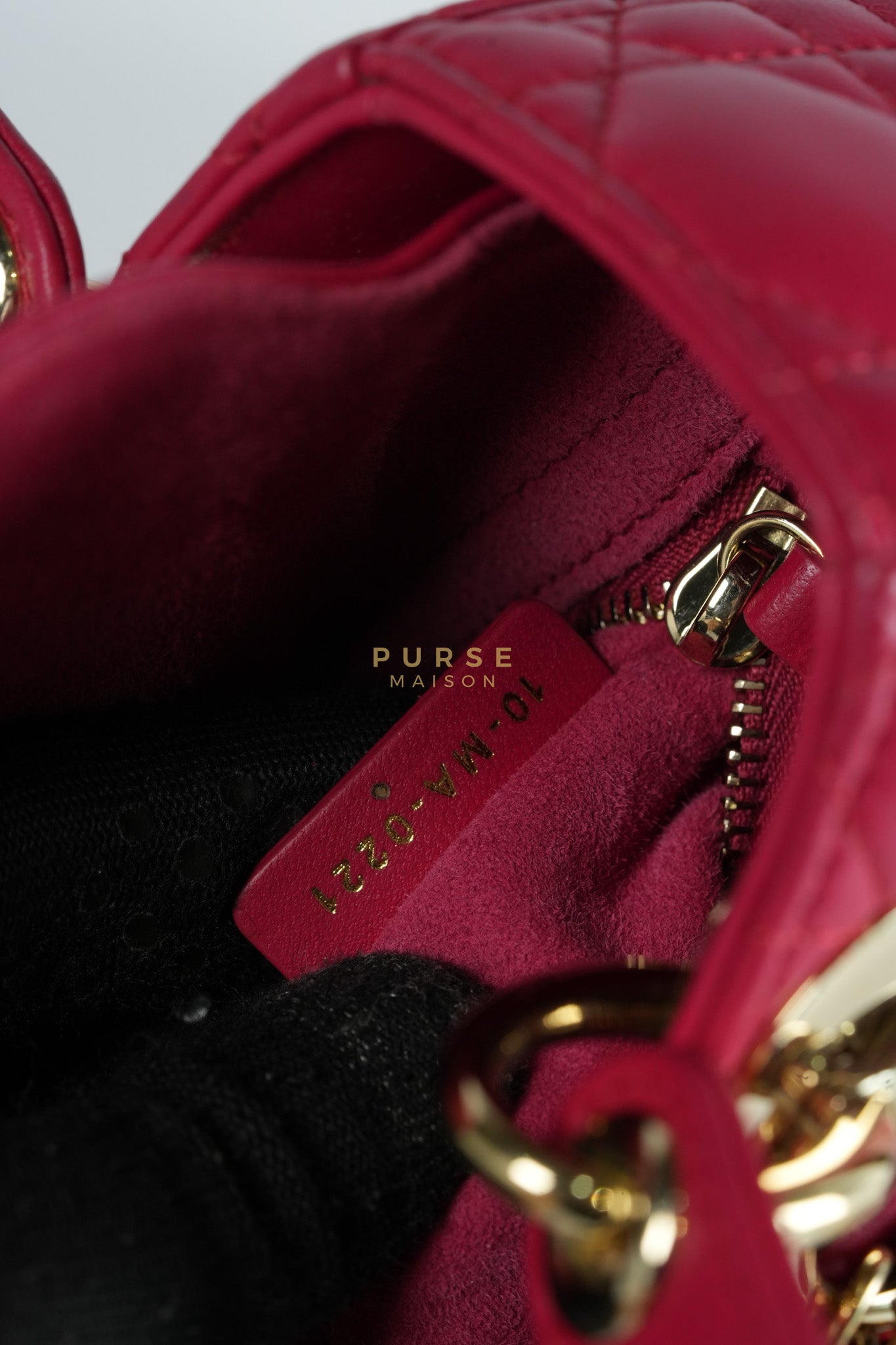 Lady Dior Myabcdior Small Cherry Pink in Lambskin Leather and Light Gold Hardware | Purse Maison Luxury Bags Shop