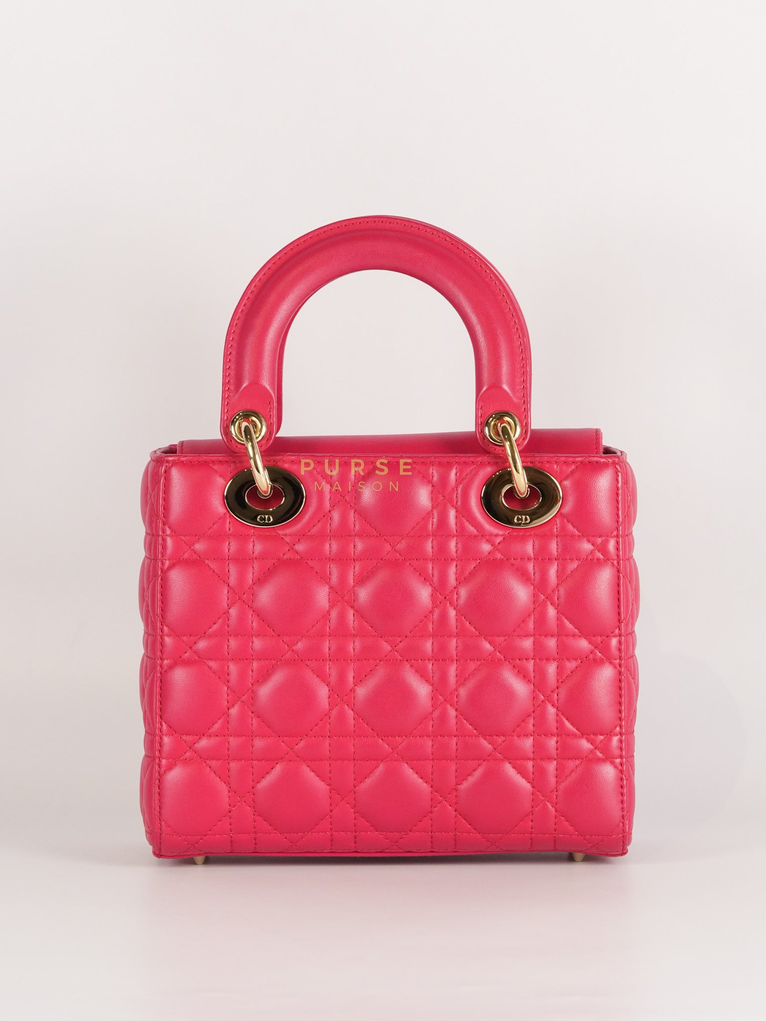 Lady Dior Myabcdior Small Cherry Pink in Lambskin Leather and Light Gold Hardware | Purse Maison Luxury Bags Shop