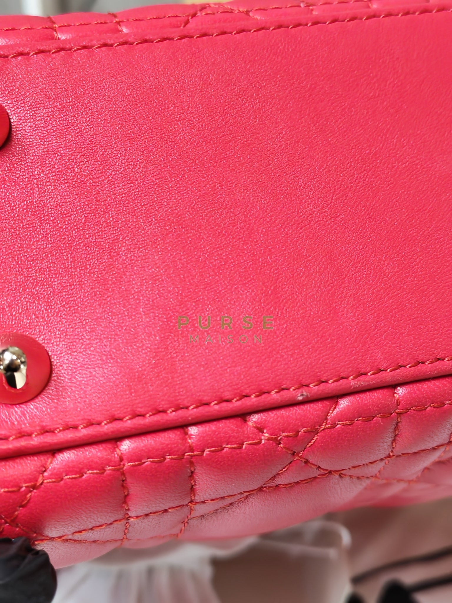 Lady Dior Myabcdior Small Cherry Pink in Lambskin Leather and Light Gold Hardware | Purse Maison Luxury Bags Shop