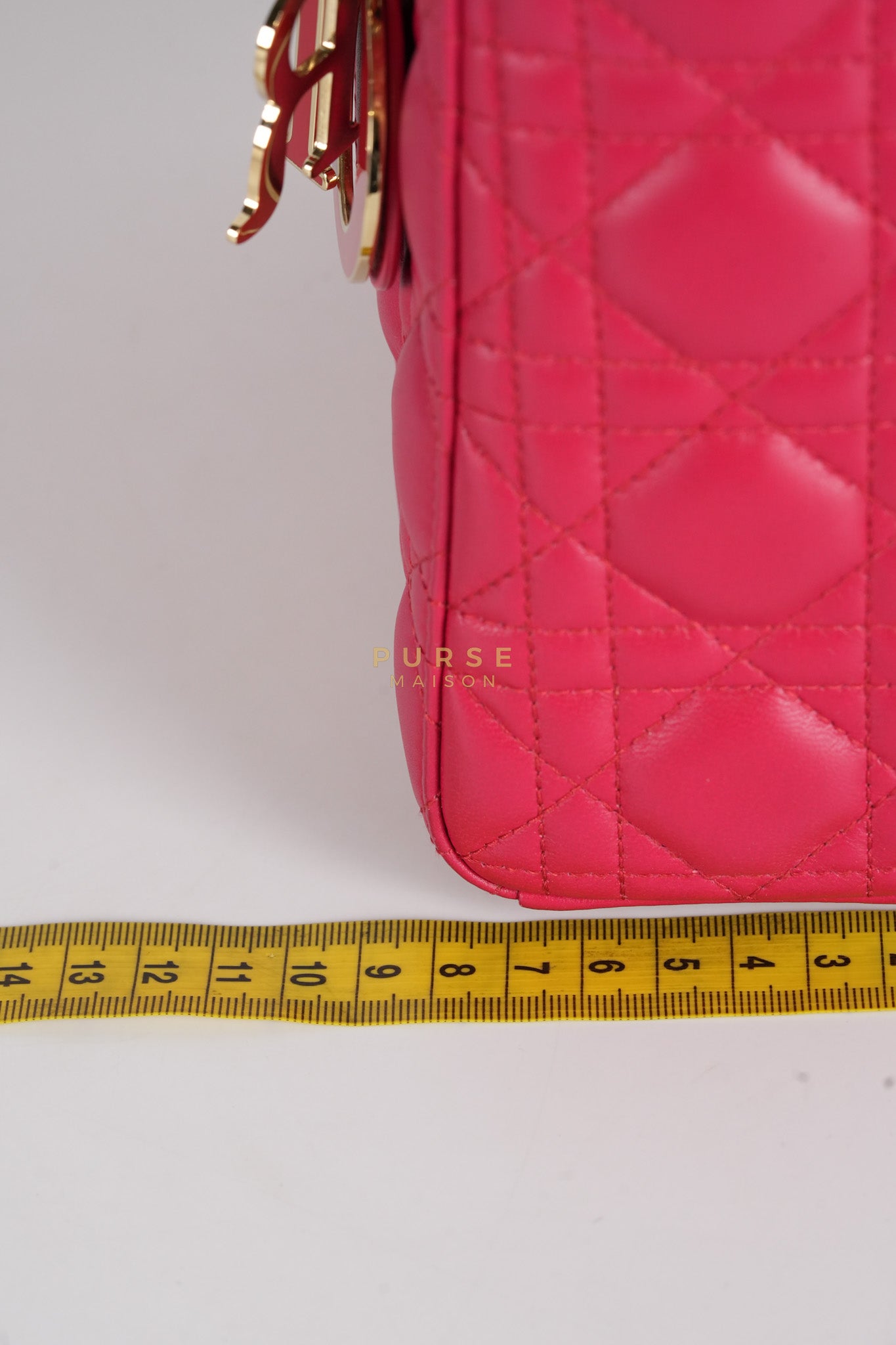 Lady Dior Myabcdior Small Cherry Pink in Lambskin Leather and Light Gold Hardware | Purse Maison Luxury Bags Shop