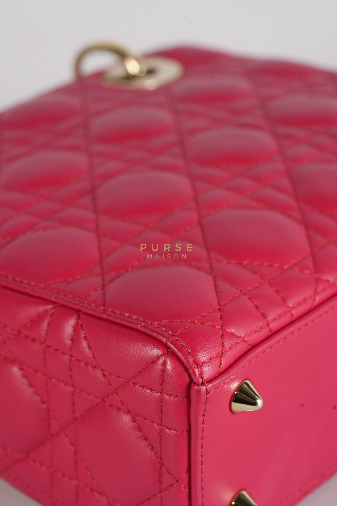 Lady Dior Myabcdior Small Cherry Pink in Lambskin Leather and Light Gold Hardware | Purse Maison Luxury Bags Shop