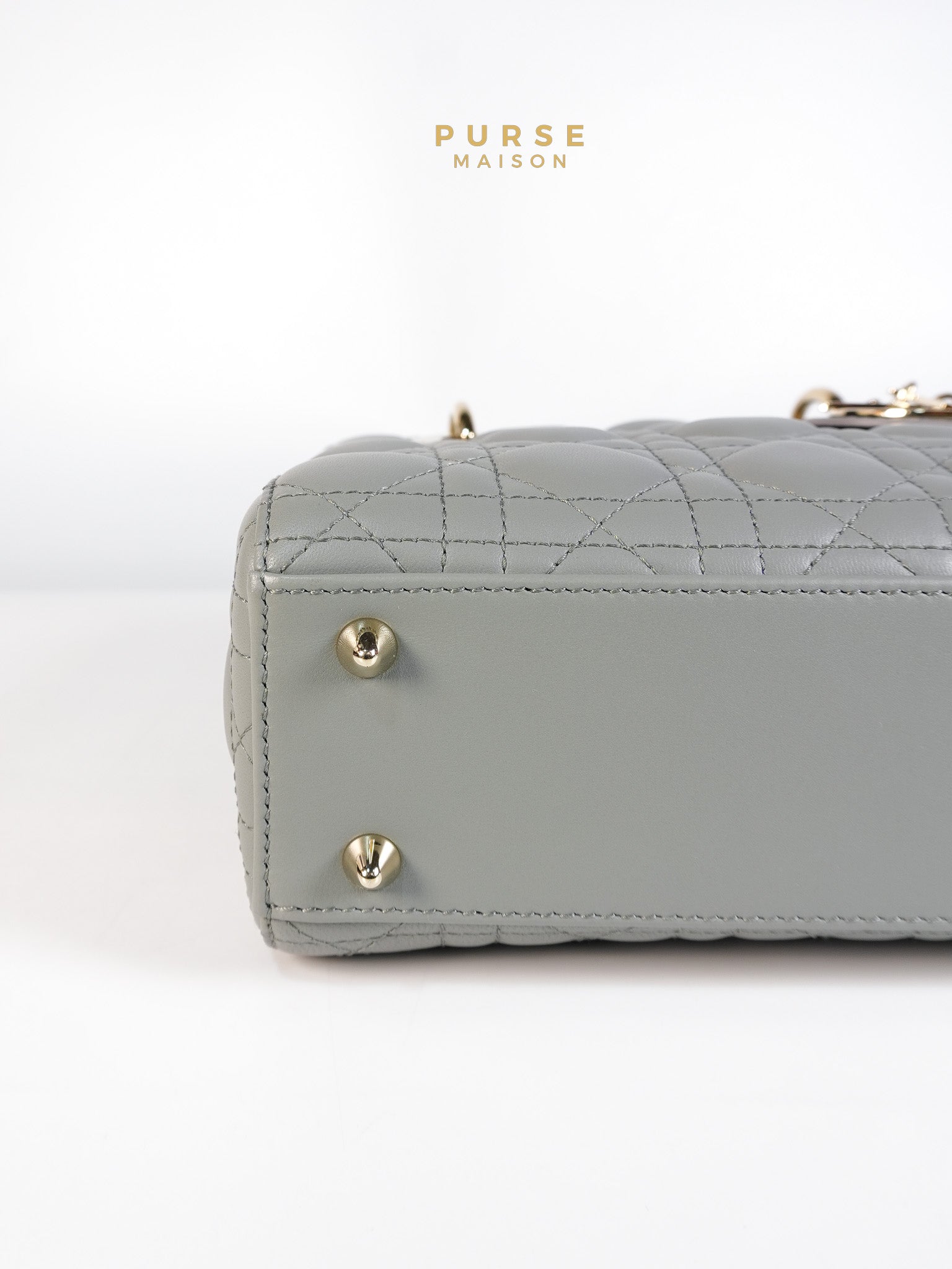 Lady Dior MyABCDior Small in Gray Cannage Lambskin Leather and Light Gold Hardware | Purse Maison Luxury Bags Shop