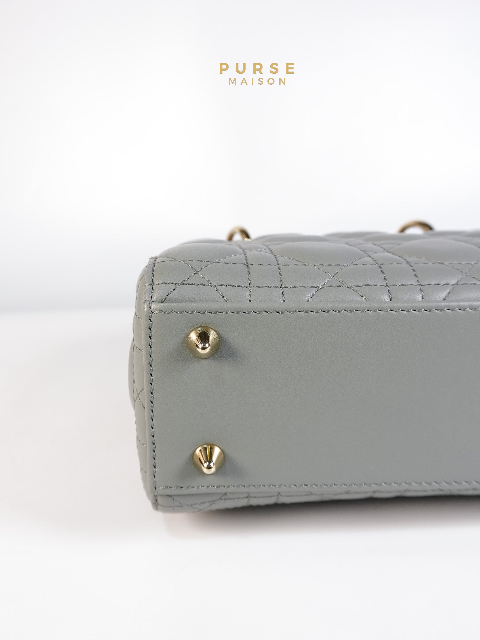 Lady Dior MyABCDior Small in Gray Cannage Lambskin Leather and Light Gold Hardware | Purse Maison Luxury Bags Shop