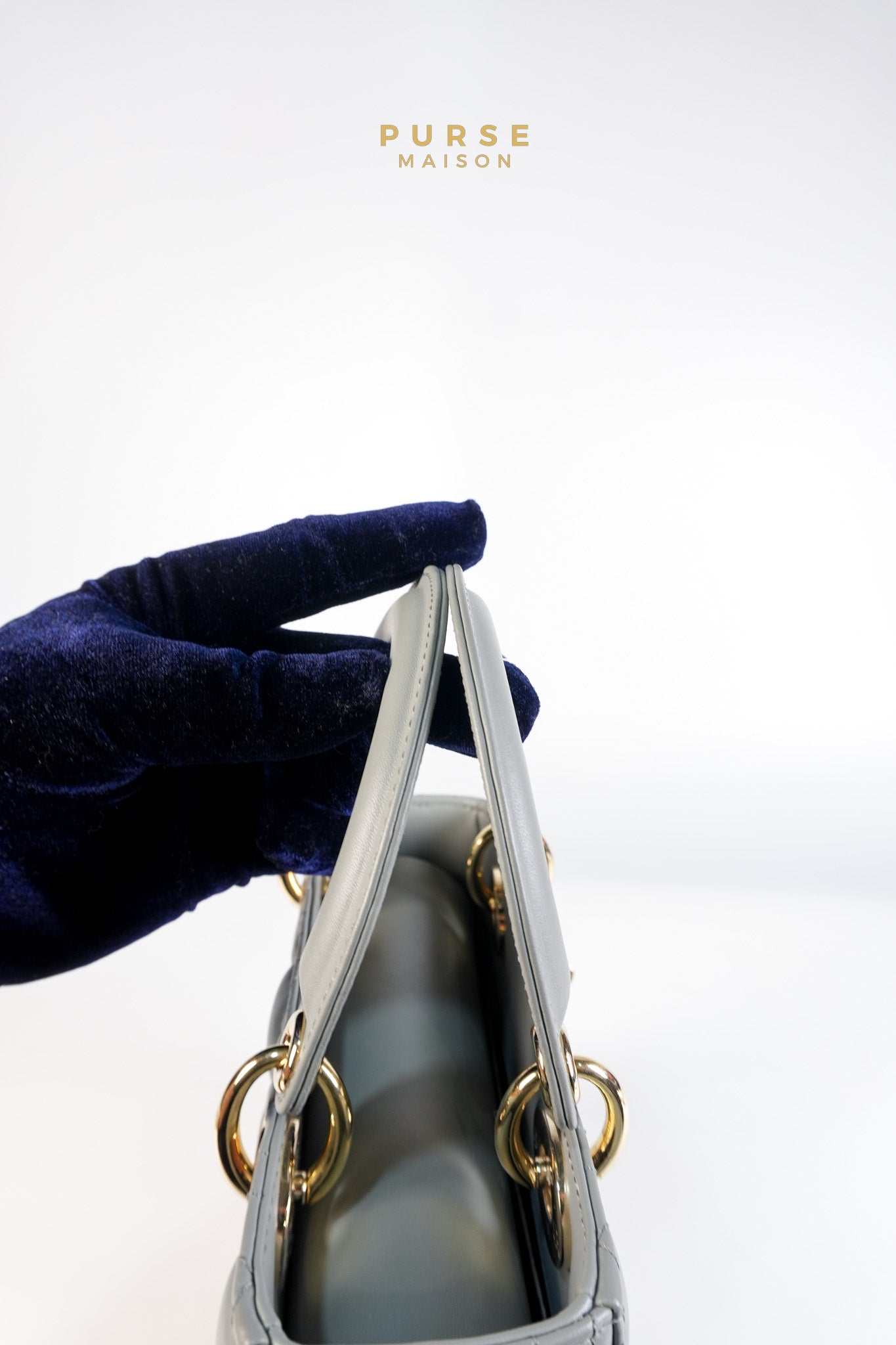 Lady Dior MyABCDior Small in Gray Cannage Lambskin Leather and Light Gold Hardware | Purse Maison Luxury Bags Shop