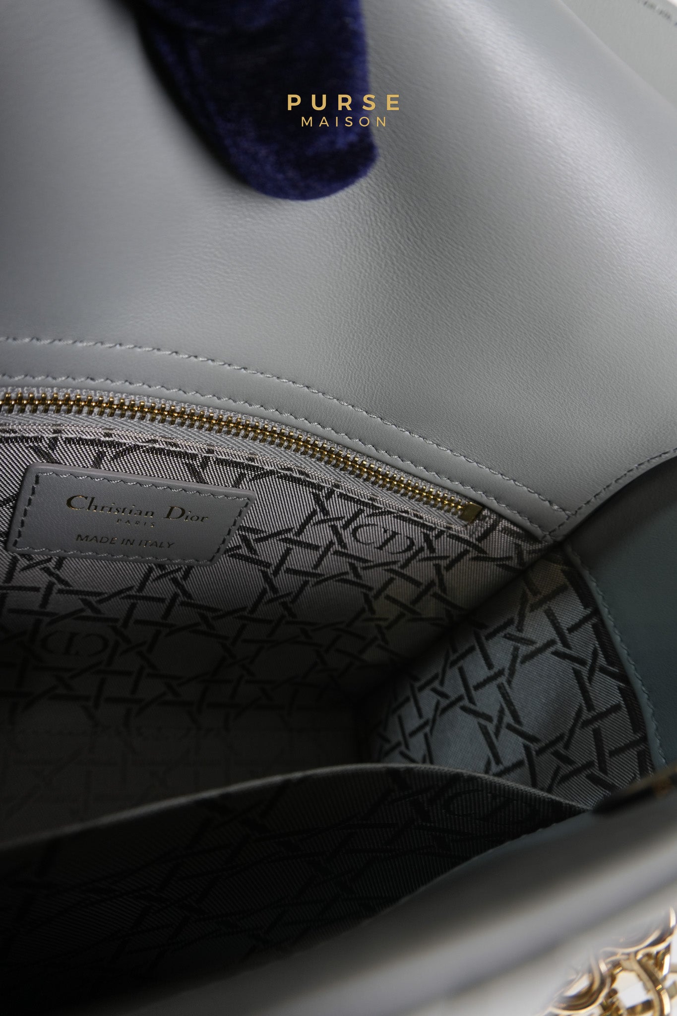 Lady Dior MyABCDior Small in Gray Cannage Lambskin Leather and Light Gold Hardware | Purse Maison Luxury Bags Shop