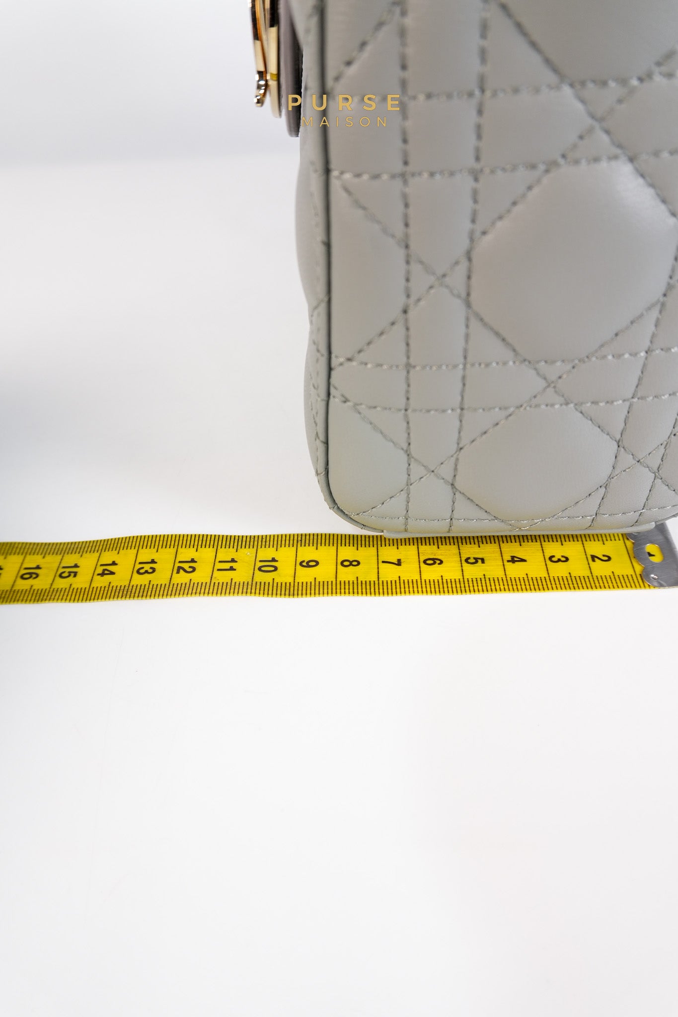 Lady Dior MyABCDior Small in Gray Cannage Lambskin Leather and Light Gold Hardware | Purse Maison Luxury Bags Shop