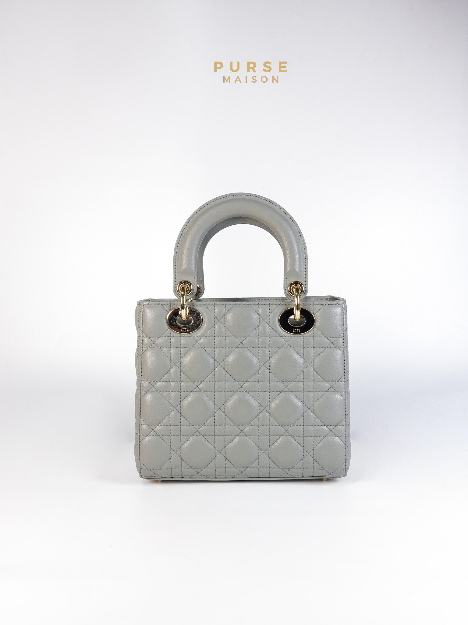 Lady Dior MyABCDior Small in Gray Cannage Lambskin Leather and Light Gold Hardware | Purse Maison Luxury Bags Shop