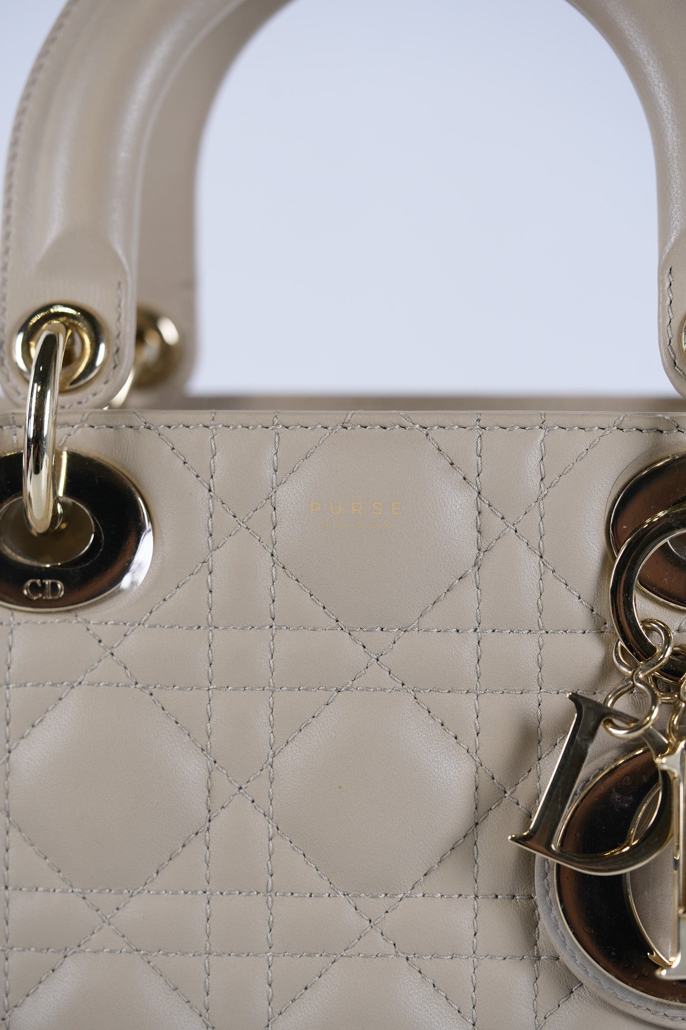 Lady Dior MyABCDior Small in Light Beige Cannage Lambskin Leather and Light Gold Hardware | Purse Maison Luxury Bags Shop