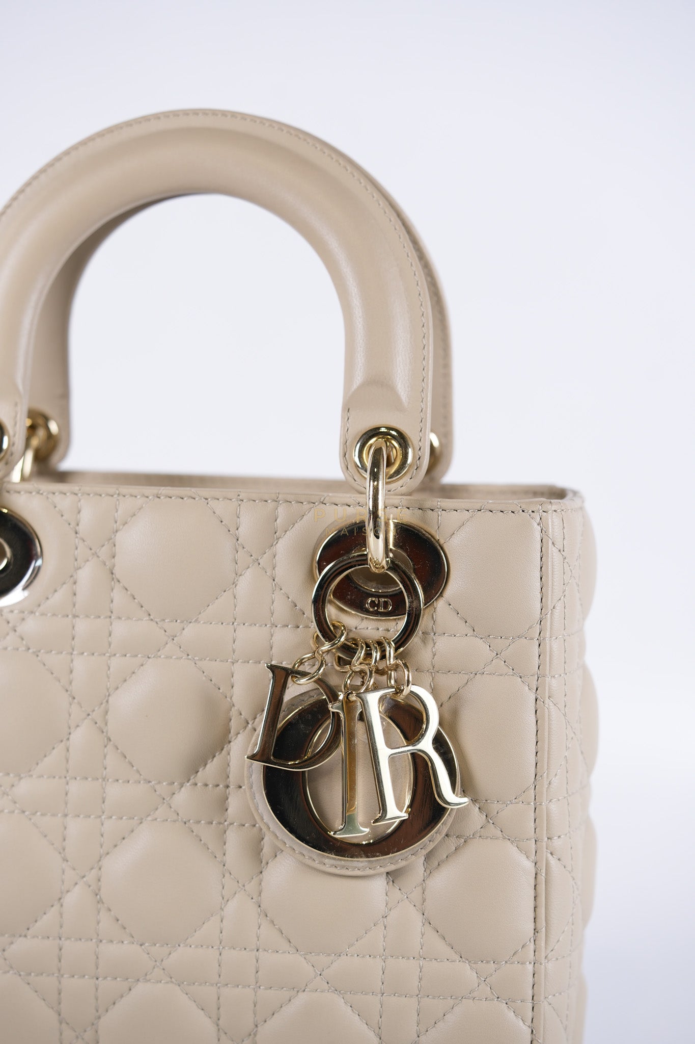 Lady Dior MyABCDior Small in Light Beige Cannage Lambskin Leather and Light Gold Hardware | Purse Maison Luxury Bags Shop