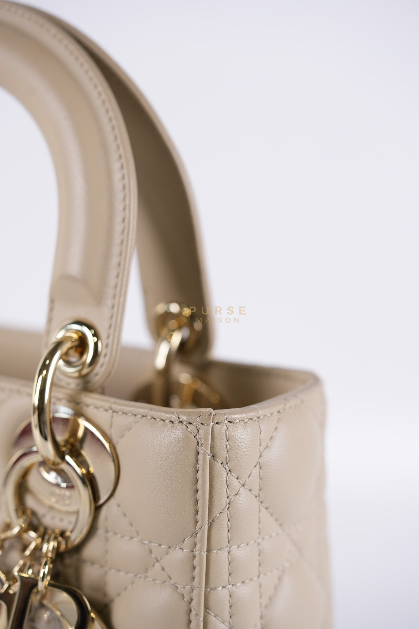 Lady Dior MyABCDior Small in Light Beige Cannage Lambskin Leather and Light Gold Hardware | Purse Maison Luxury Bags Shop