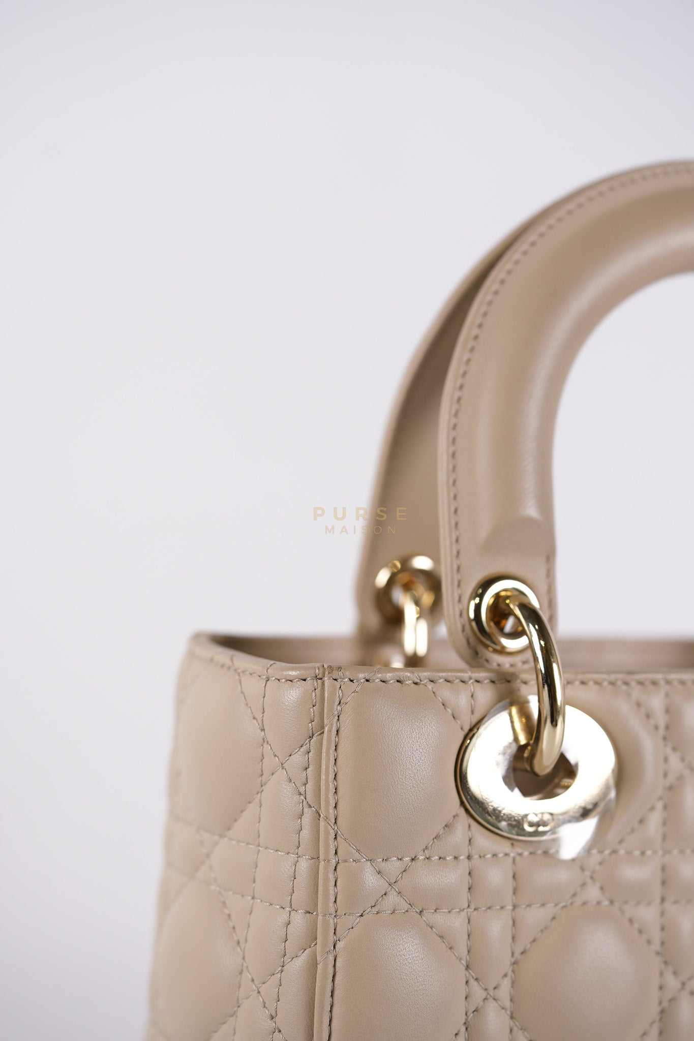 Lady Dior MyABCDior Small in Light Beige Cannage Lambskin Leather and Light Gold Hardware | Purse Maison Luxury Bags Shop