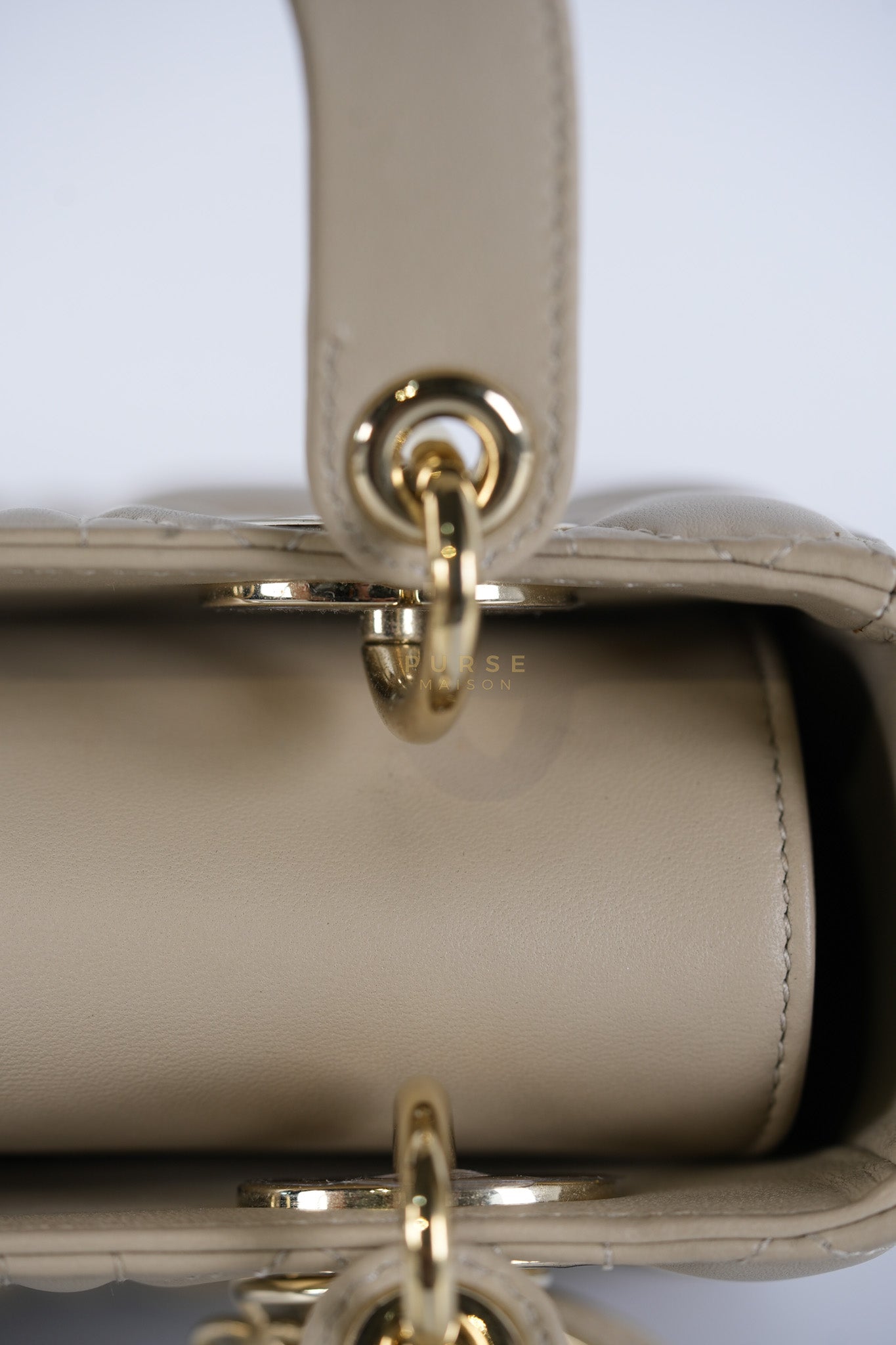 Lady Dior MyABCDior Small in Light Beige Cannage Lambskin Leather and Light Gold Hardware | Purse Maison Luxury Bags Shop