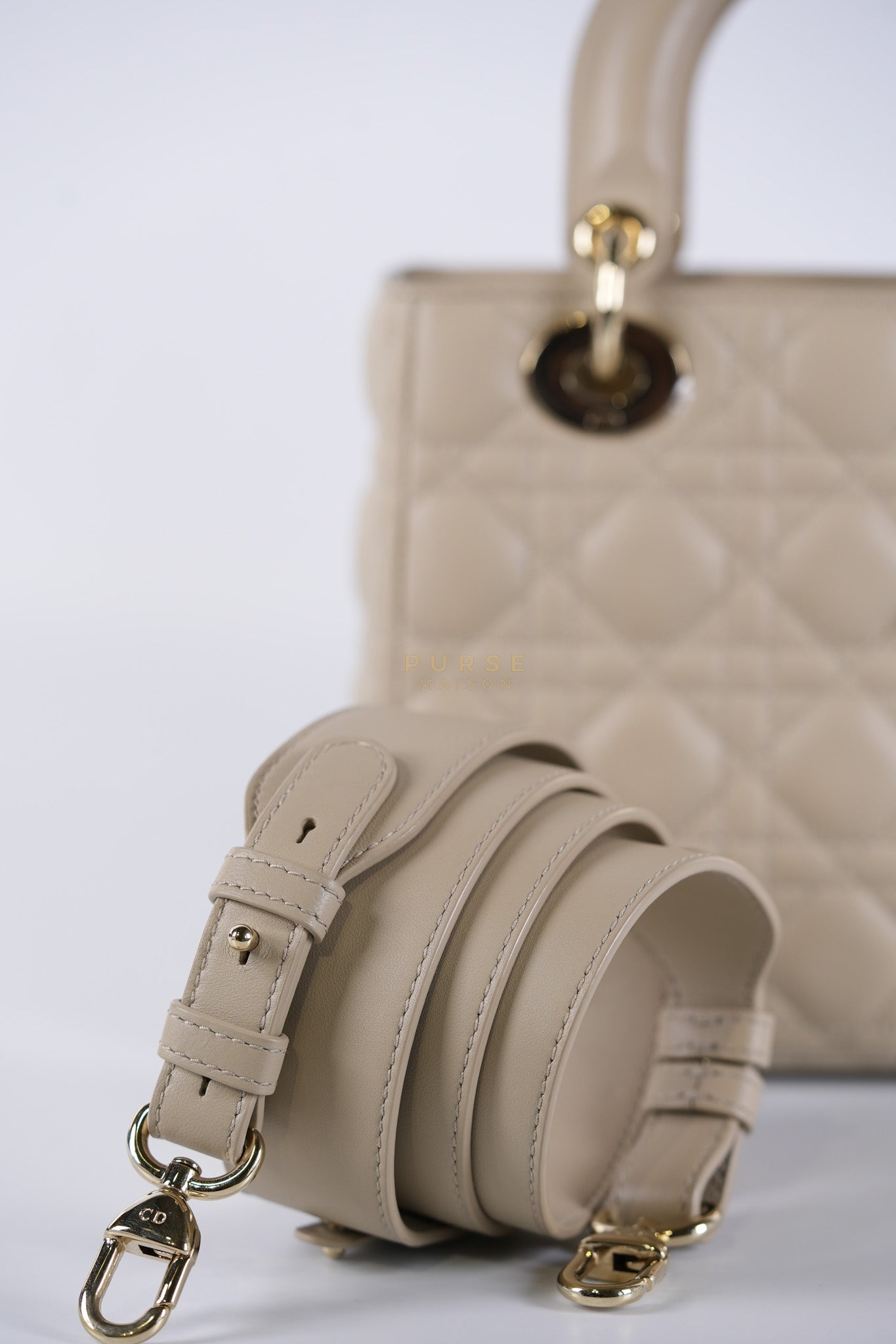 Lady Dior MyABCDior Small in Light Beige Cannage Lambskin Leather and Light Gold Hardware | Purse Maison Luxury Bags Shop