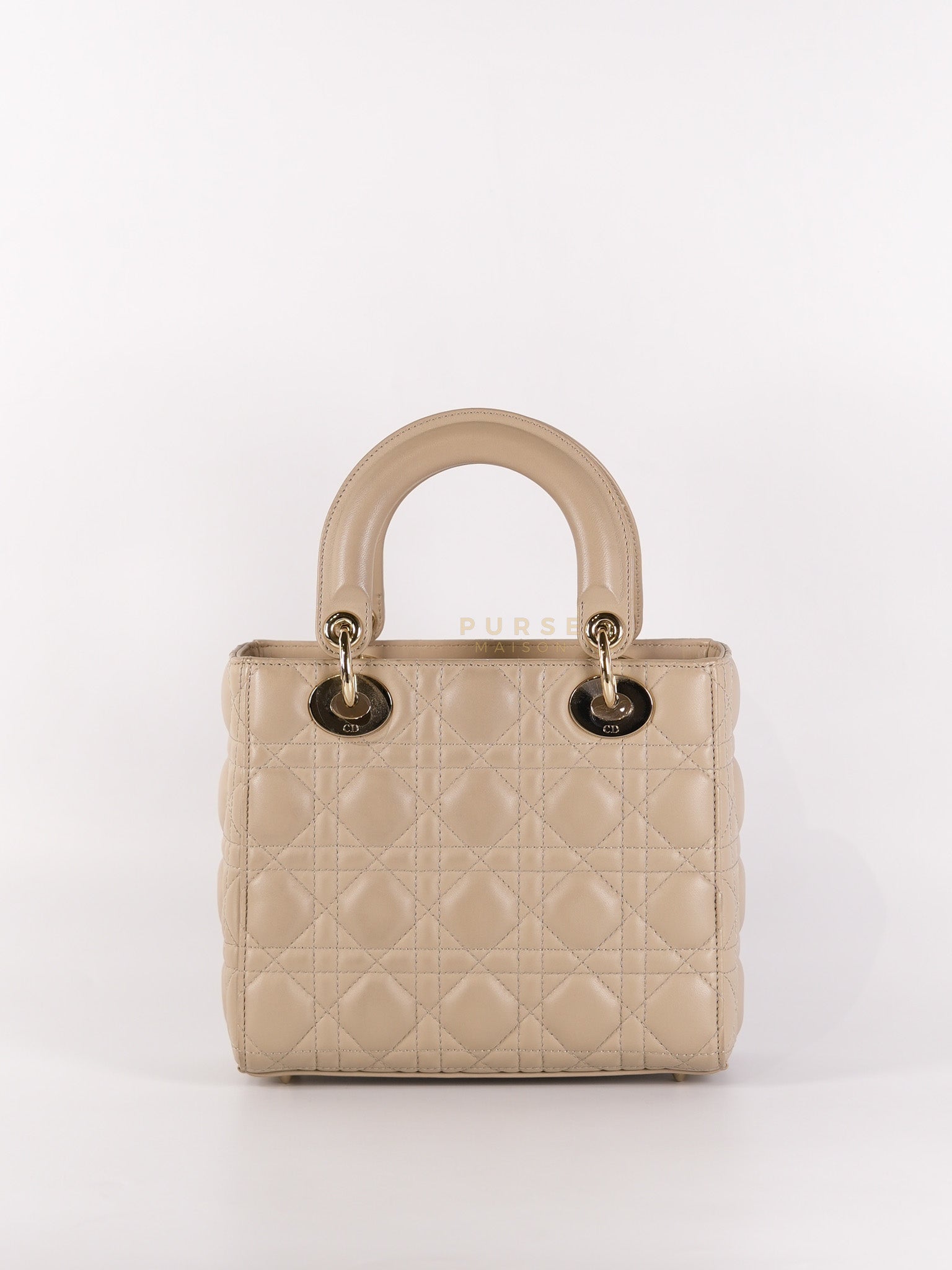 Lady Dior MyABCDior Small in Light Beige Cannage Lambskin Leather and Light Gold Hardware | Purse Maison Luxury Bags Shop