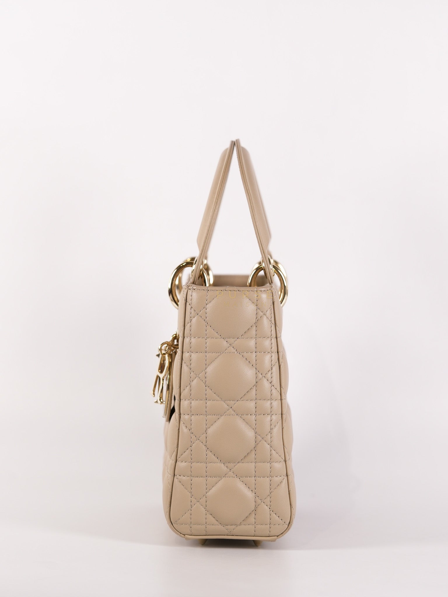 Lady Dior MyABCDior Small in Light Beige Cannage Lambskin Leather and Light Gold Hardware | Purse Maison Luxury Bags Shop