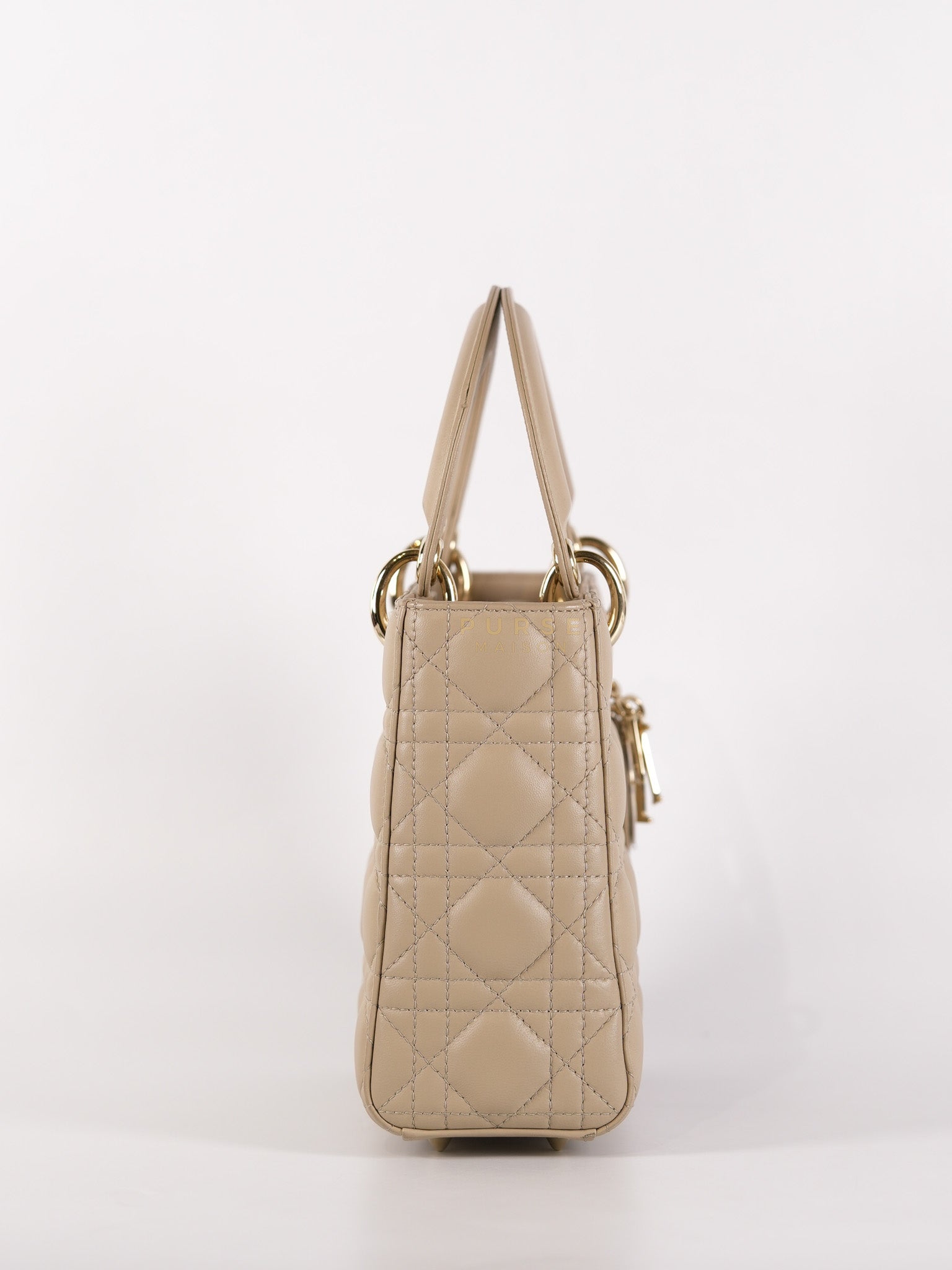 Lady Dior MyABCDior Small in Light Beige Cannage Lambskin Leather and Light Gold Hardware | Purse Maison Luxury Bags Shop