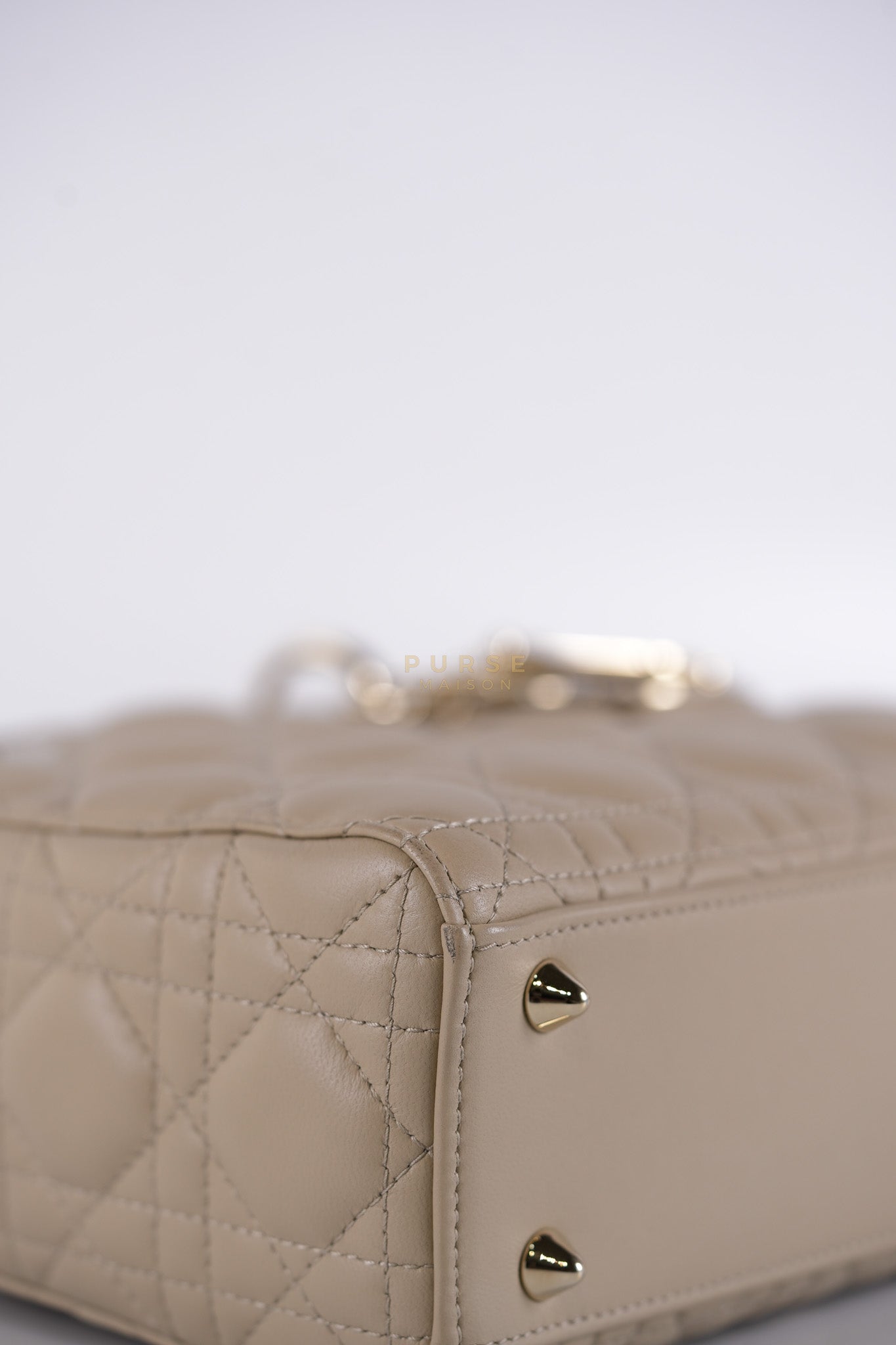 Lady Dior MyABCDior Small in Light Beige Cannage Lambskin Leather and Light Gold Hardware | Purse Maison Luxury Bags Shop
