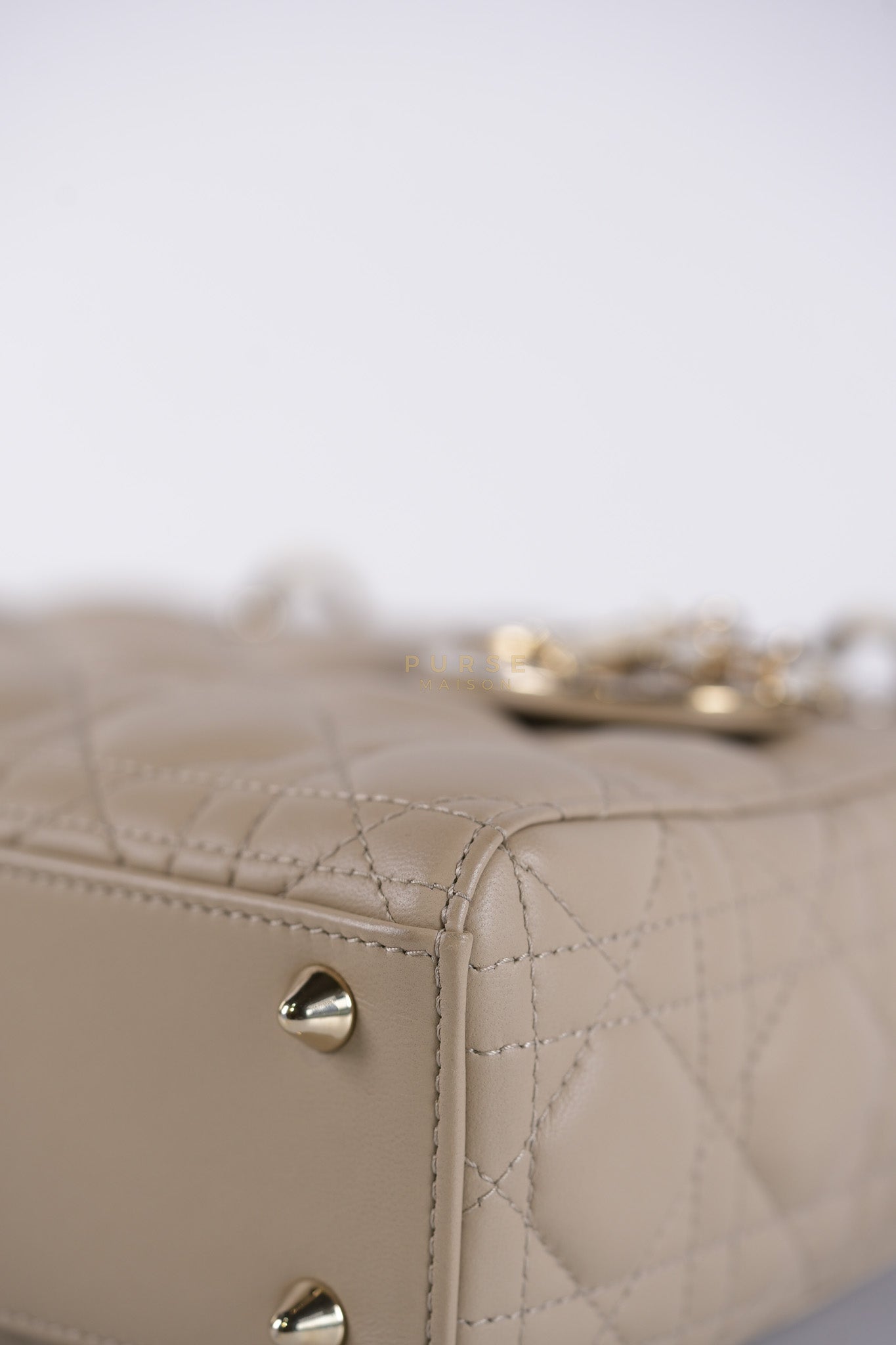 Lady Dior MyABCDior Small in Light Beige Cannage Lambskin Leather and Light Gold Hardware | Purse Maison Luxury Bags Shop