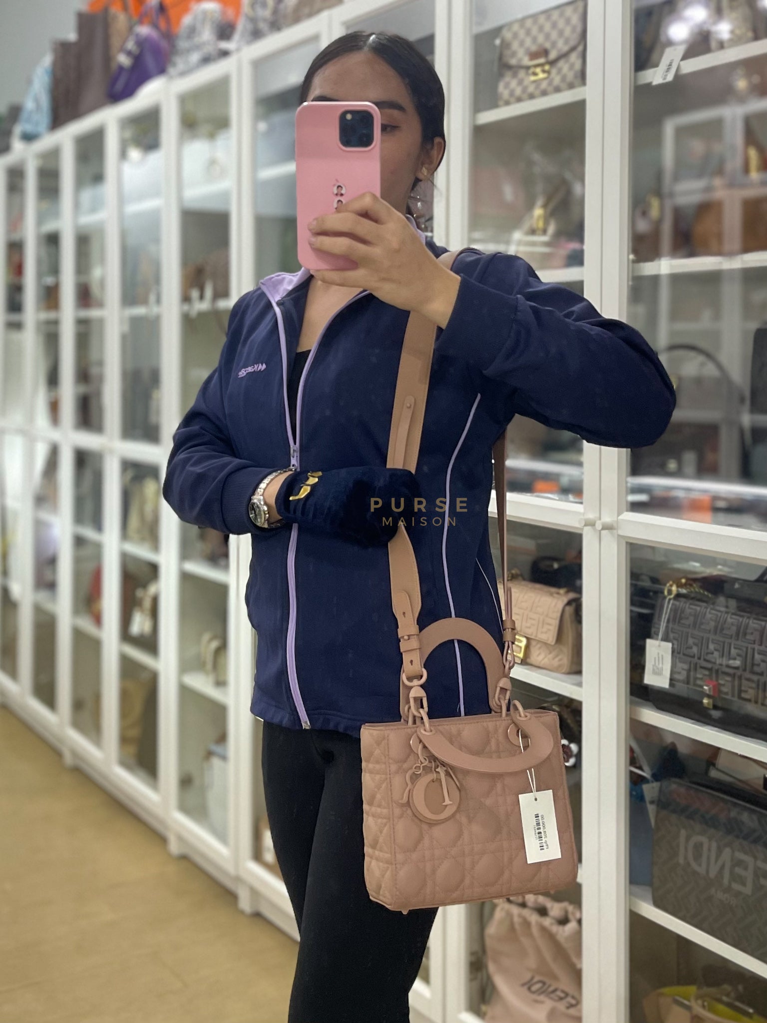 Lady Dior MyABCDior Small in Matte Pink Blush Cannage Lambskin Leather | Purse Maison Luxury Bags Shop