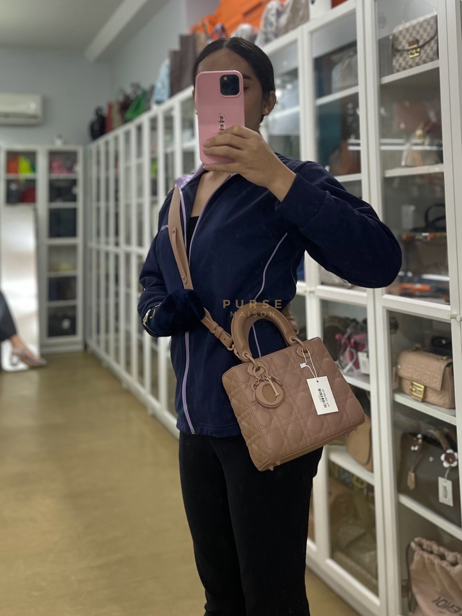 Lady Dior MyABCDior Small in Matte Pink Blush Cannage Lambskin Leather | Purse Maison Luxury Bags Shop