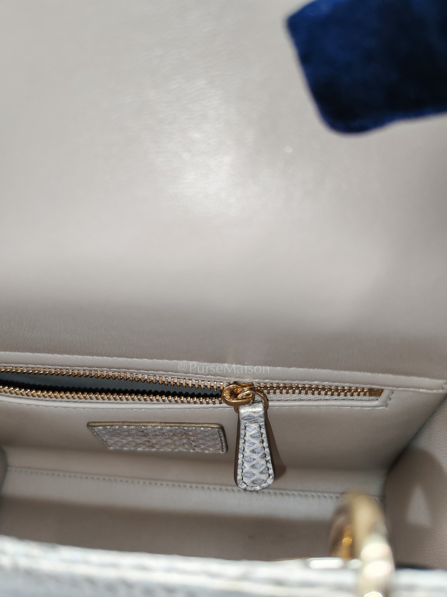 Lady Dior Python Small in Metallic Gold Snakeskin Leather Handbag Light Gold Hardware | Purse Maison Luxury Bags Shop