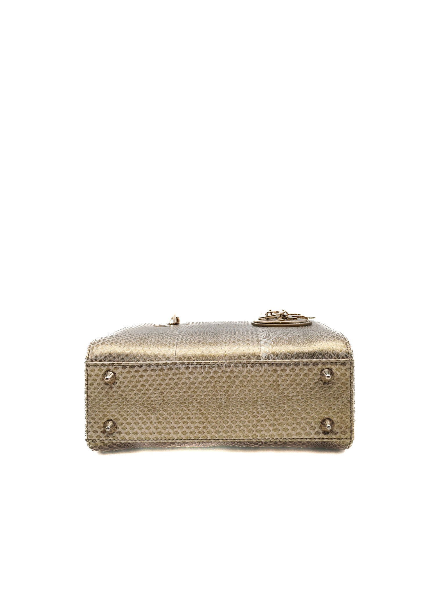 Lady Dior Python Small in Metallic Gold Snakeskin Leather Handbag Light Gold Hardware | Purse Maison Luxury Bags Shop