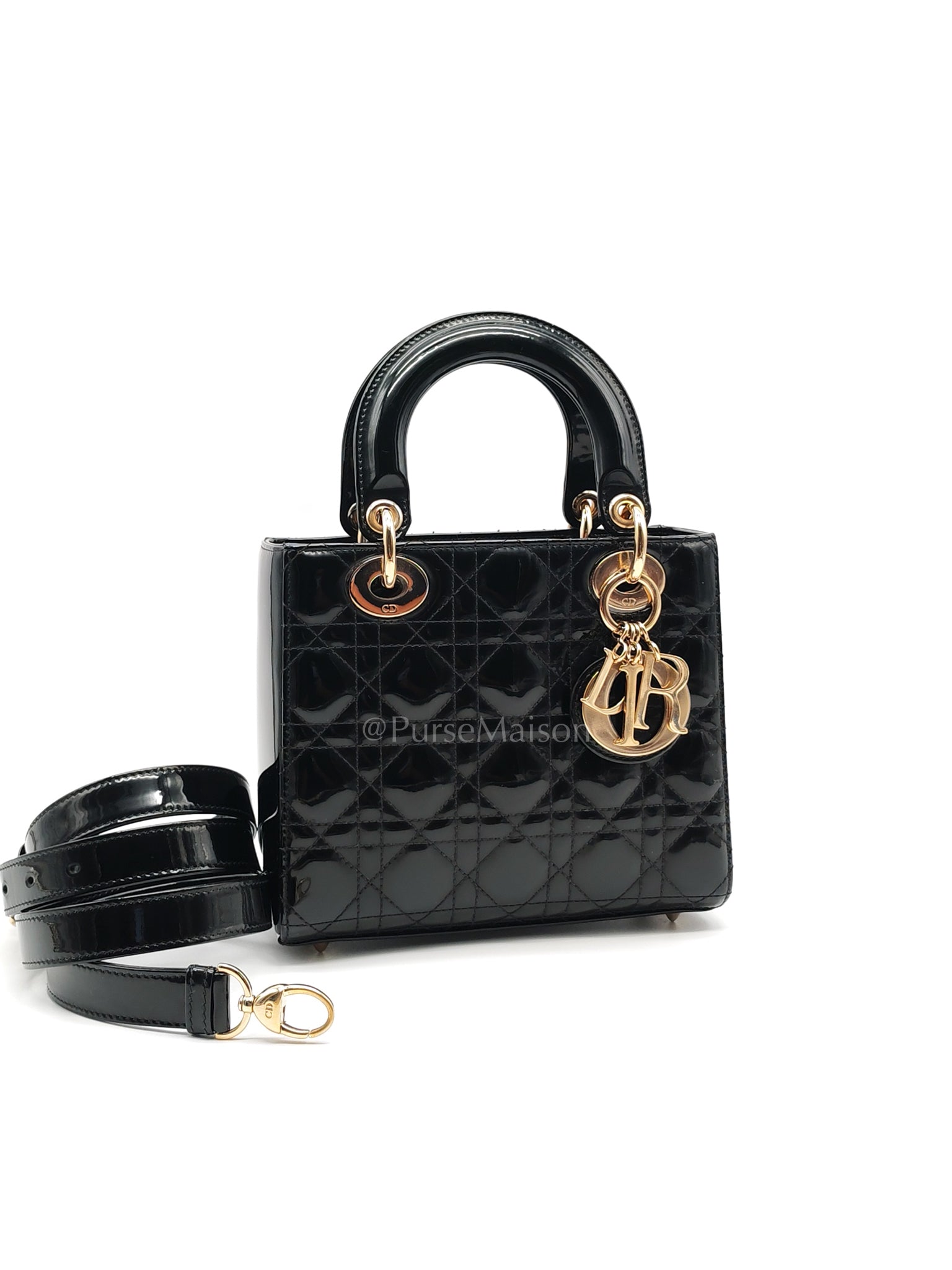 Lady Dior Small in Black Patent Leather Shoulder Bag | Purse Maison Luxury Bags Shop