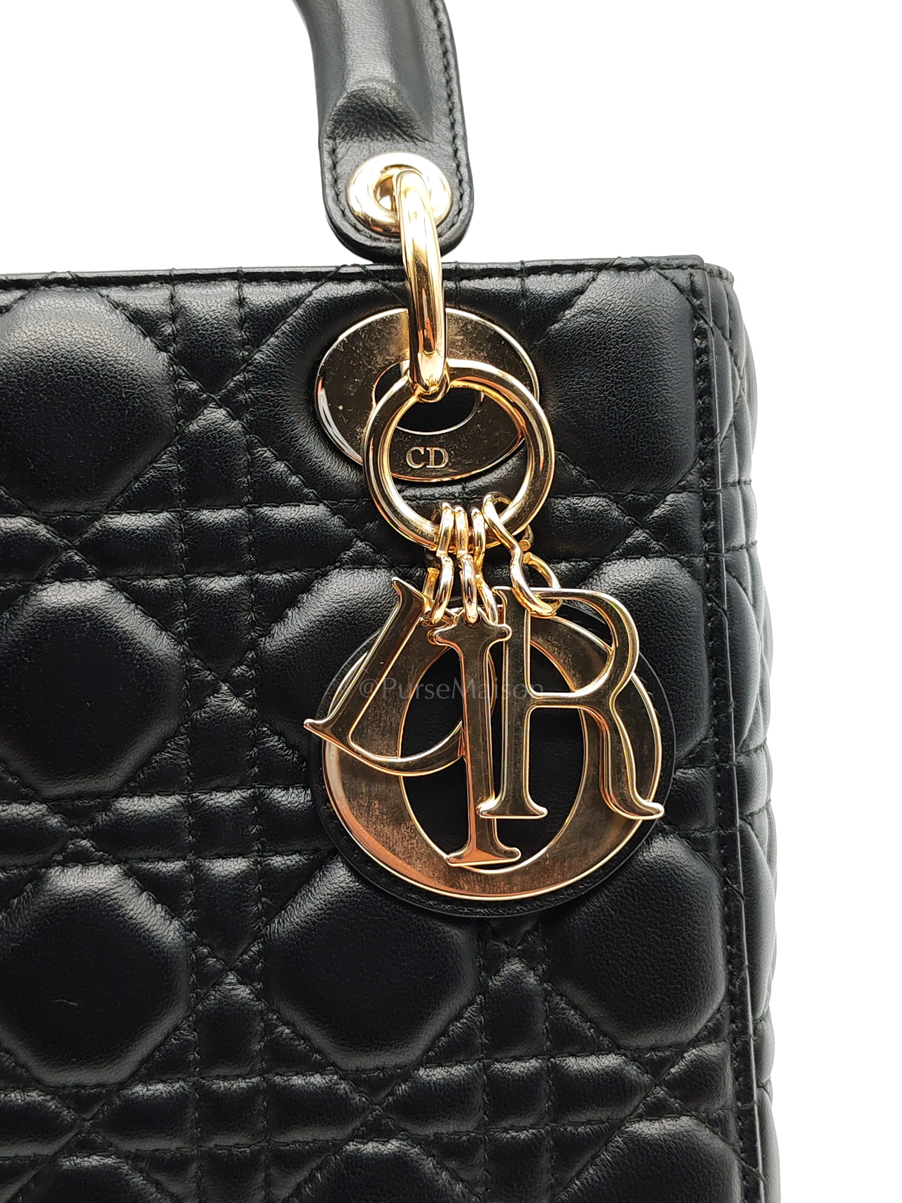 Lady Dior Small in Black Quilted Cannage Lambskin Leather & Gold Hardware | Purse Maison Luxury Bags Shop