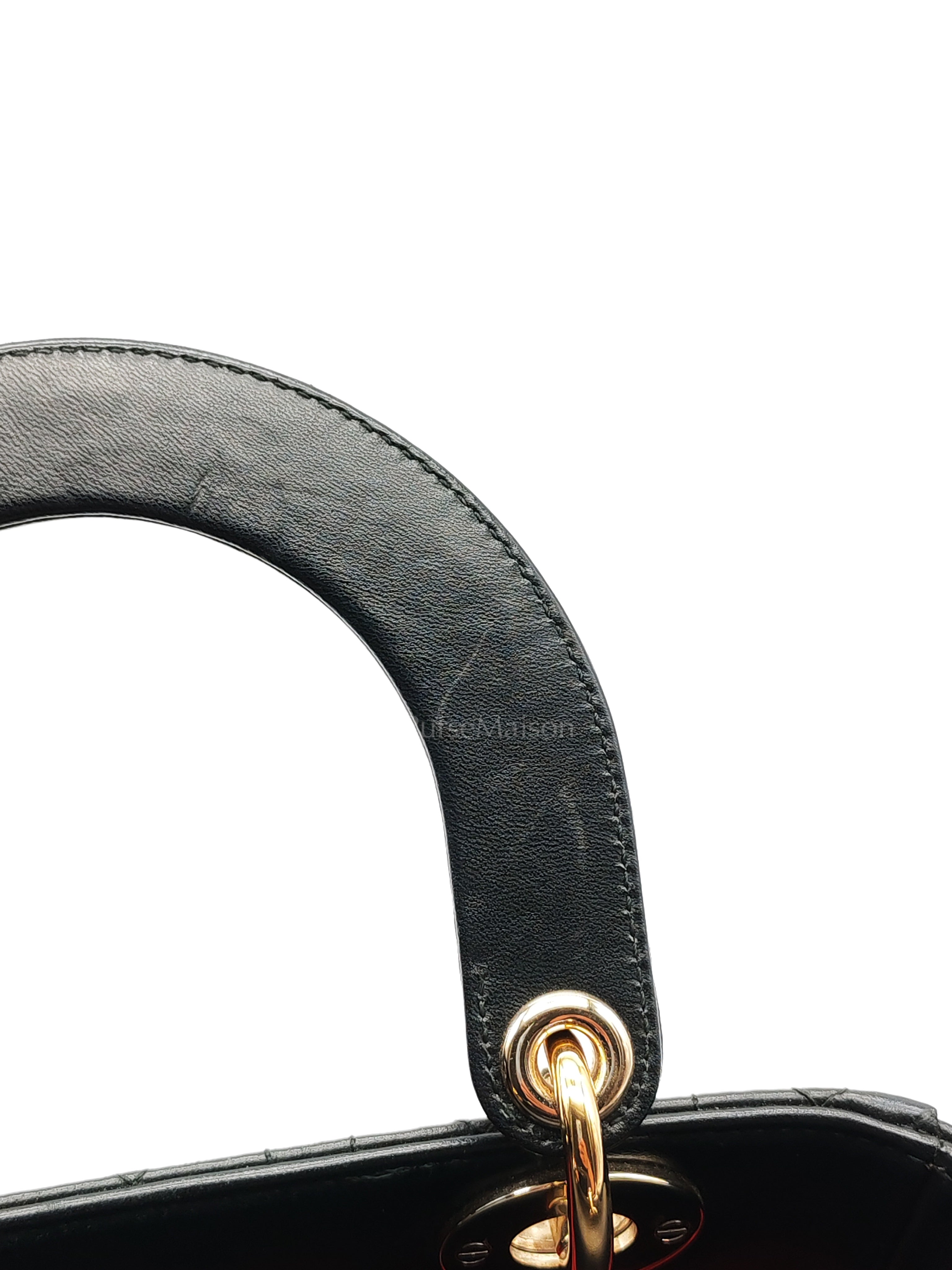 Lady Dior Small in Black Quilted Cannage Lambskin Leather & Gold Hardware | Purse Maison Luxury Bags Shop