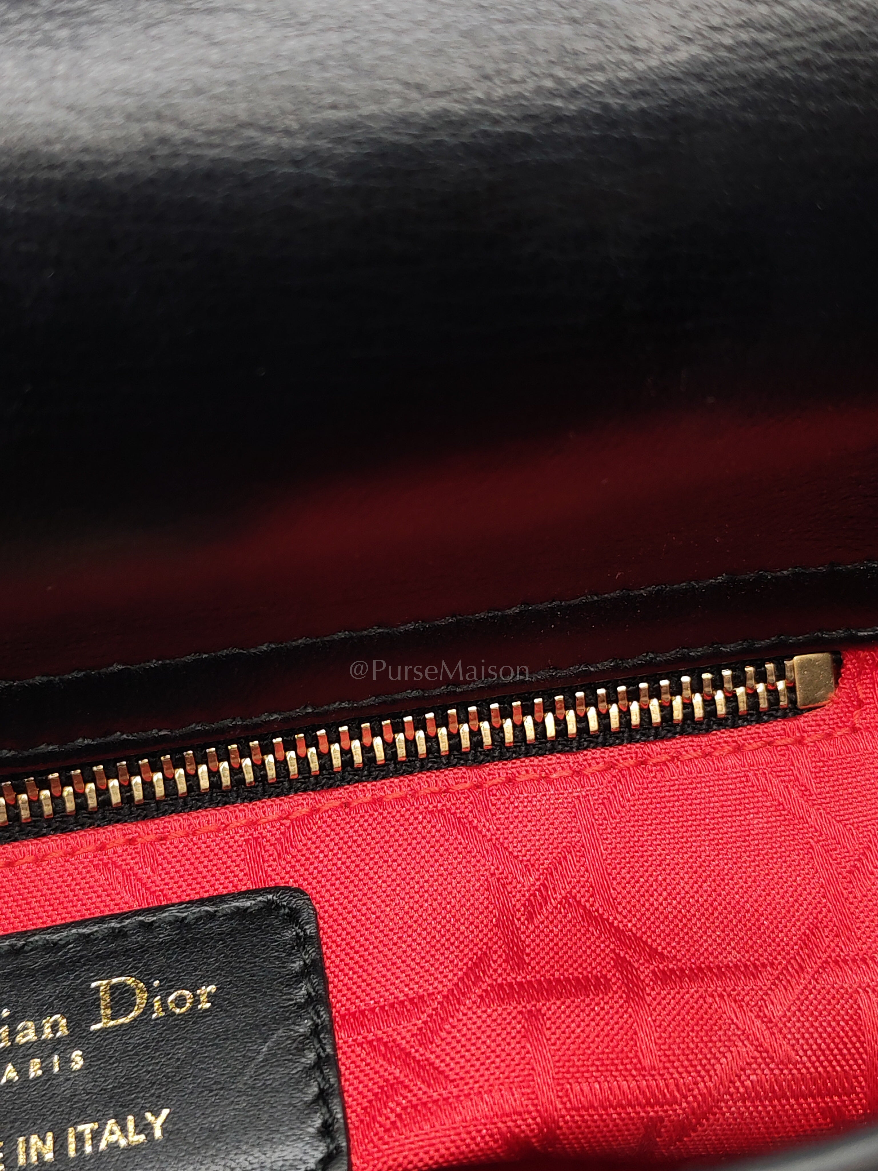 Lady Dior Small in Black Quilted Cannage Lambskin Leather & Gold Hardware | Purse Maison Luxury Bags Shop