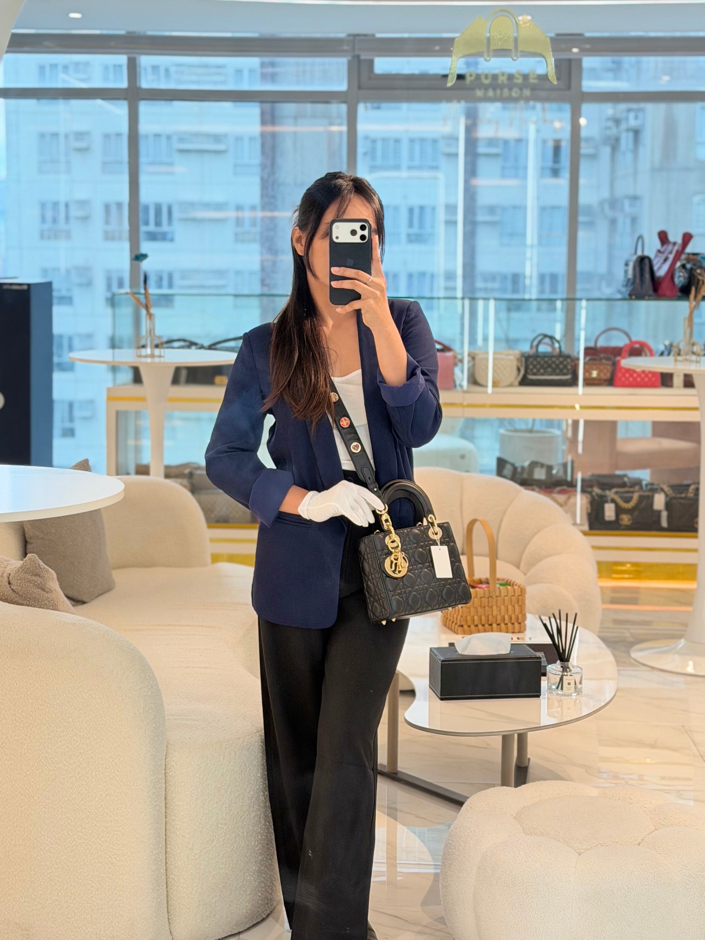 Lady Dior Small in Black Quilted Cannage Lambskin Leather & Gold Hardware | Purse Maison Luxury Bags Shop