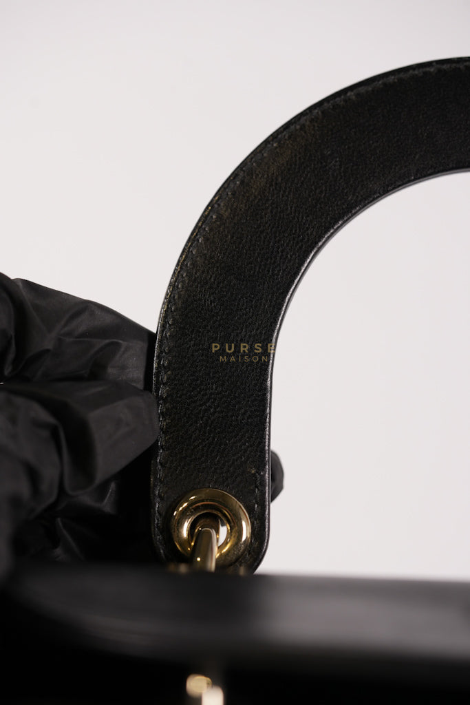 Lady Dior Small Lucky Badges in Black Cannage Lambskin Leather and Light Gold Hardware | Purse Maison Luxury Bags Shop
